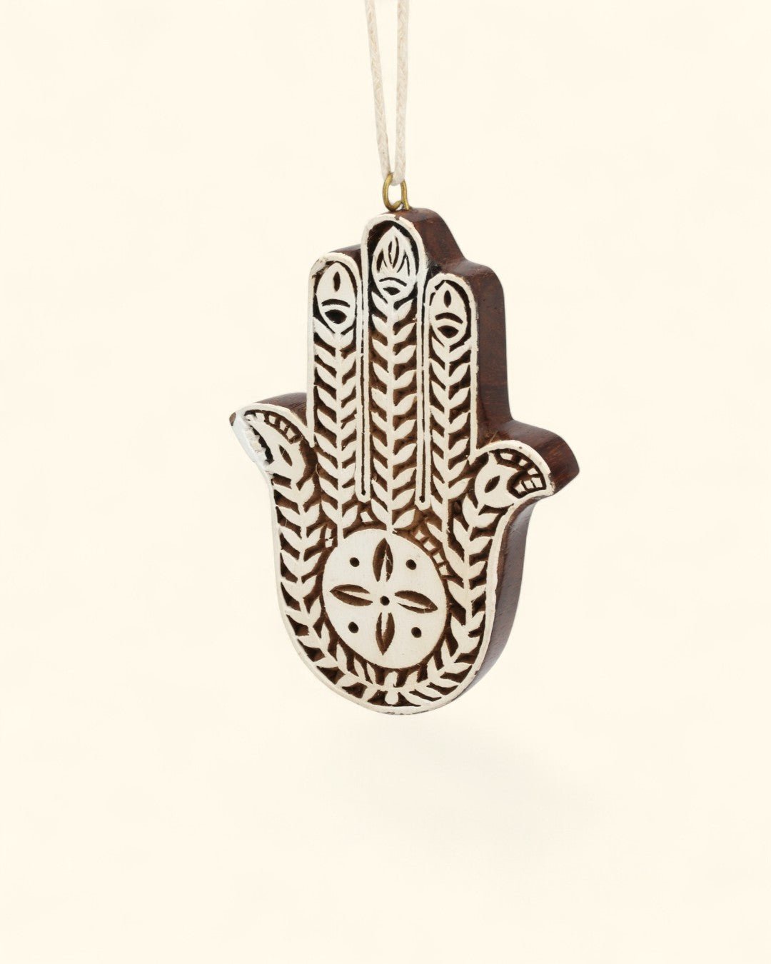 Hand-Carved Mango Wood Hamsa & Lotus Ornaments – Set of 2、mySite、topwebapps