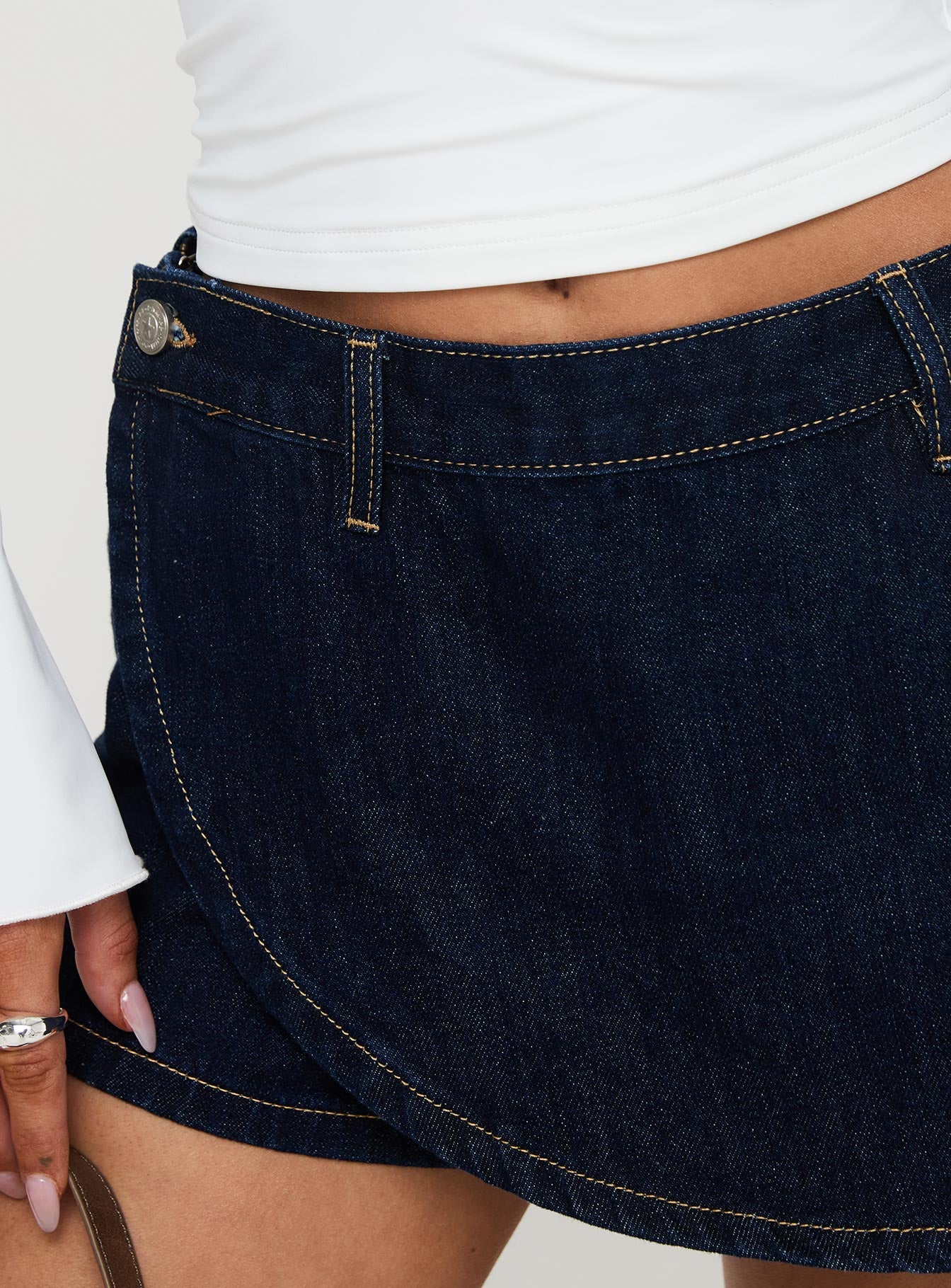 Ryver Denim Wrap Skort Dark Wash、mySite、solidvoid