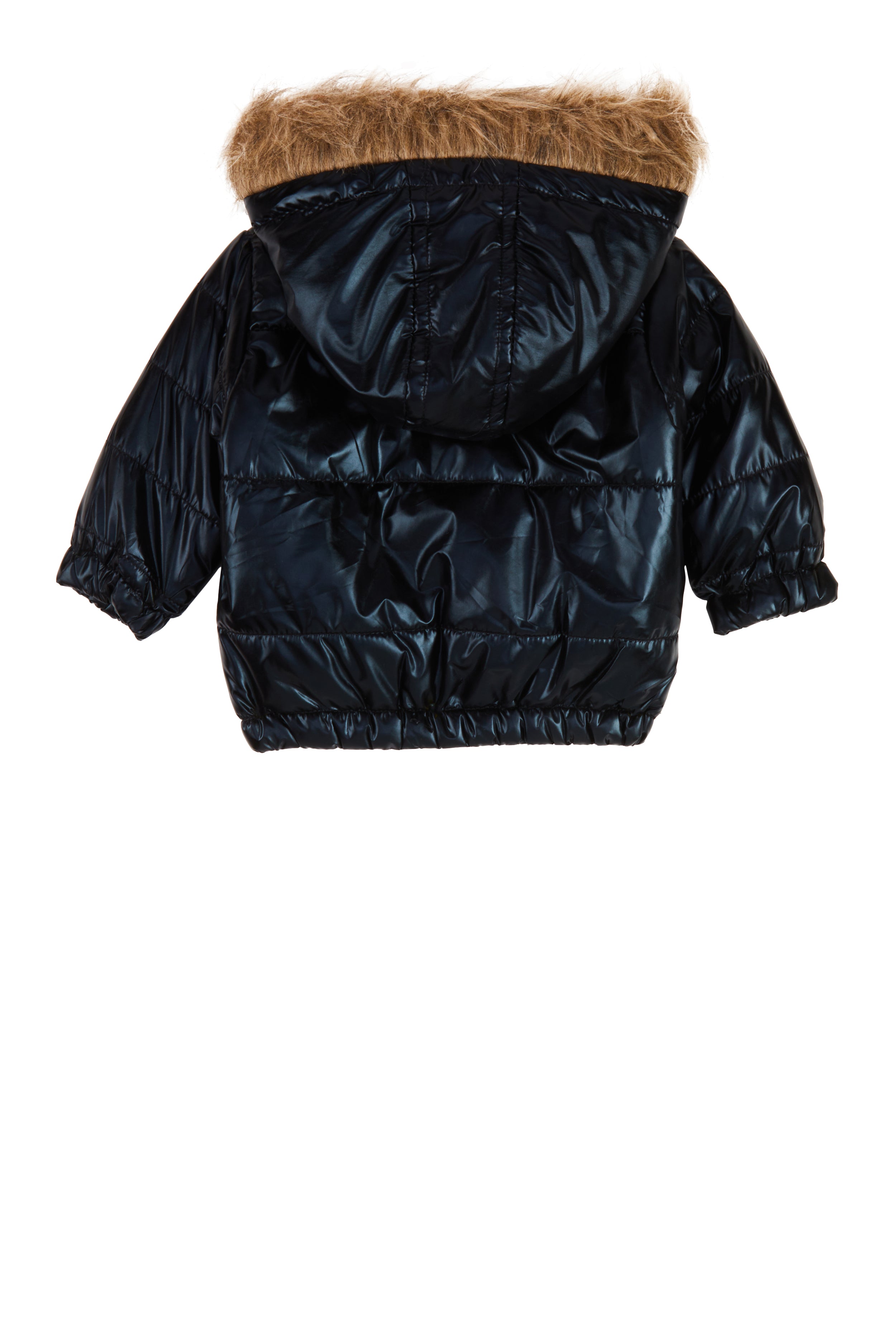 Baby Girls 12-24M Faux Fur Hooded Metallic Puffer Jacket、mySite、camillekostekn