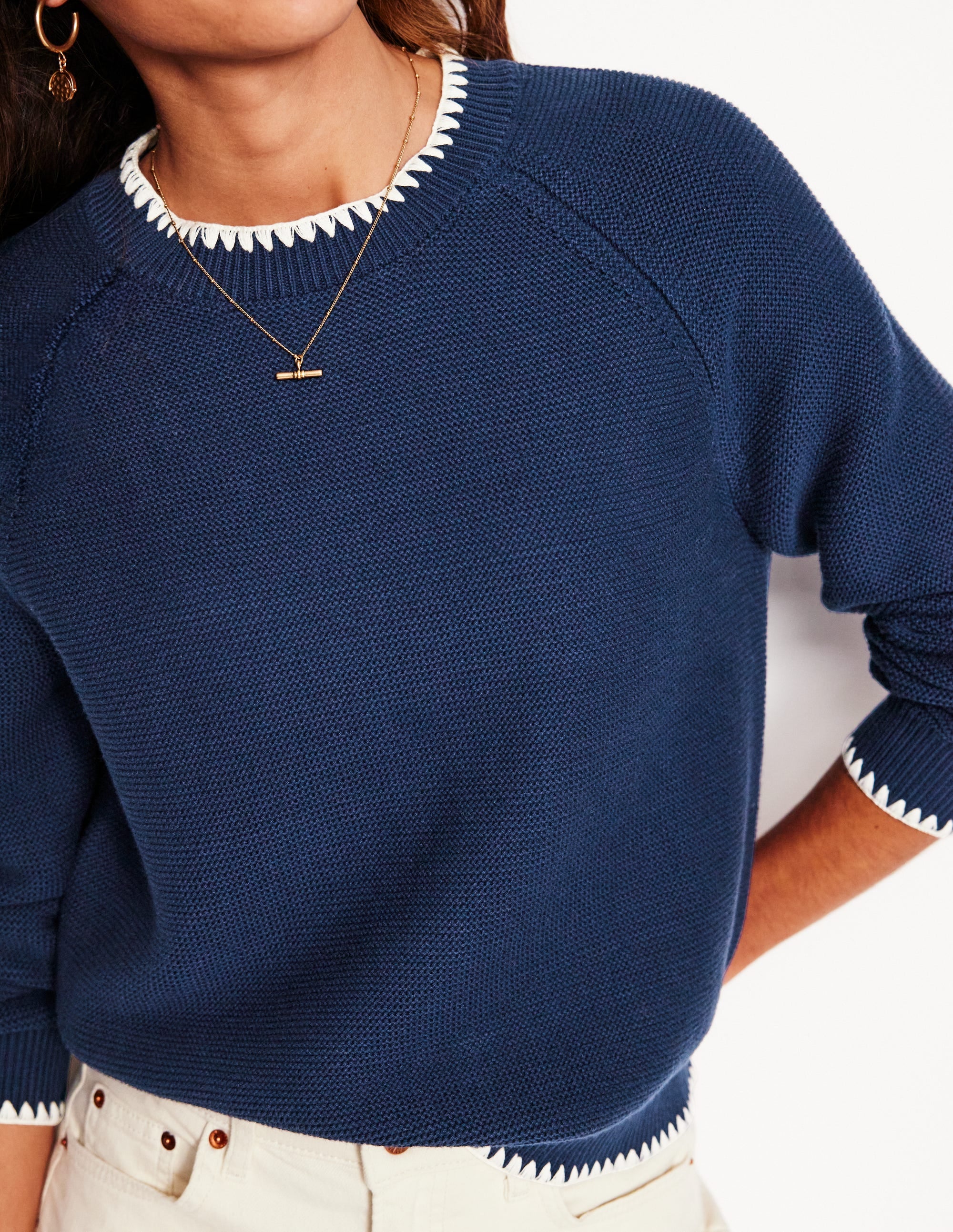  Lena Stitch Detail Sweater-Navy、mySite、ashleygrahame