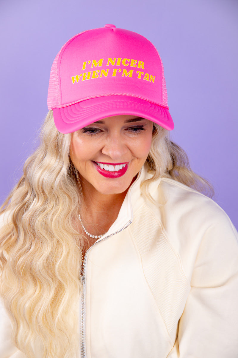 I'm Nicer When I'm Tan Trucker Hat - Hot Pink、mySite、hinf8tx79