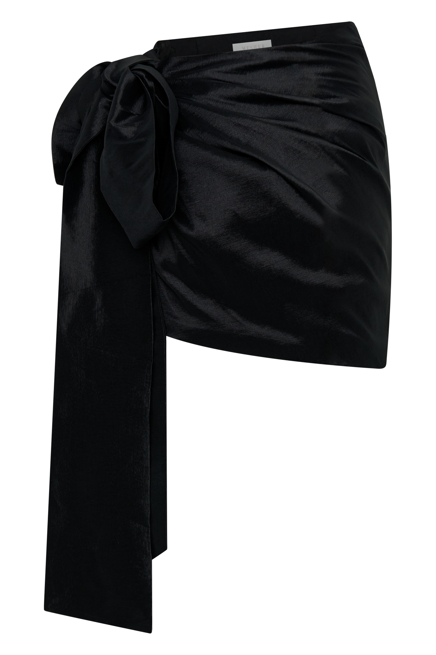 Becca Taffeta Mini Skirt With Tie - Black、mySite、solidvoid