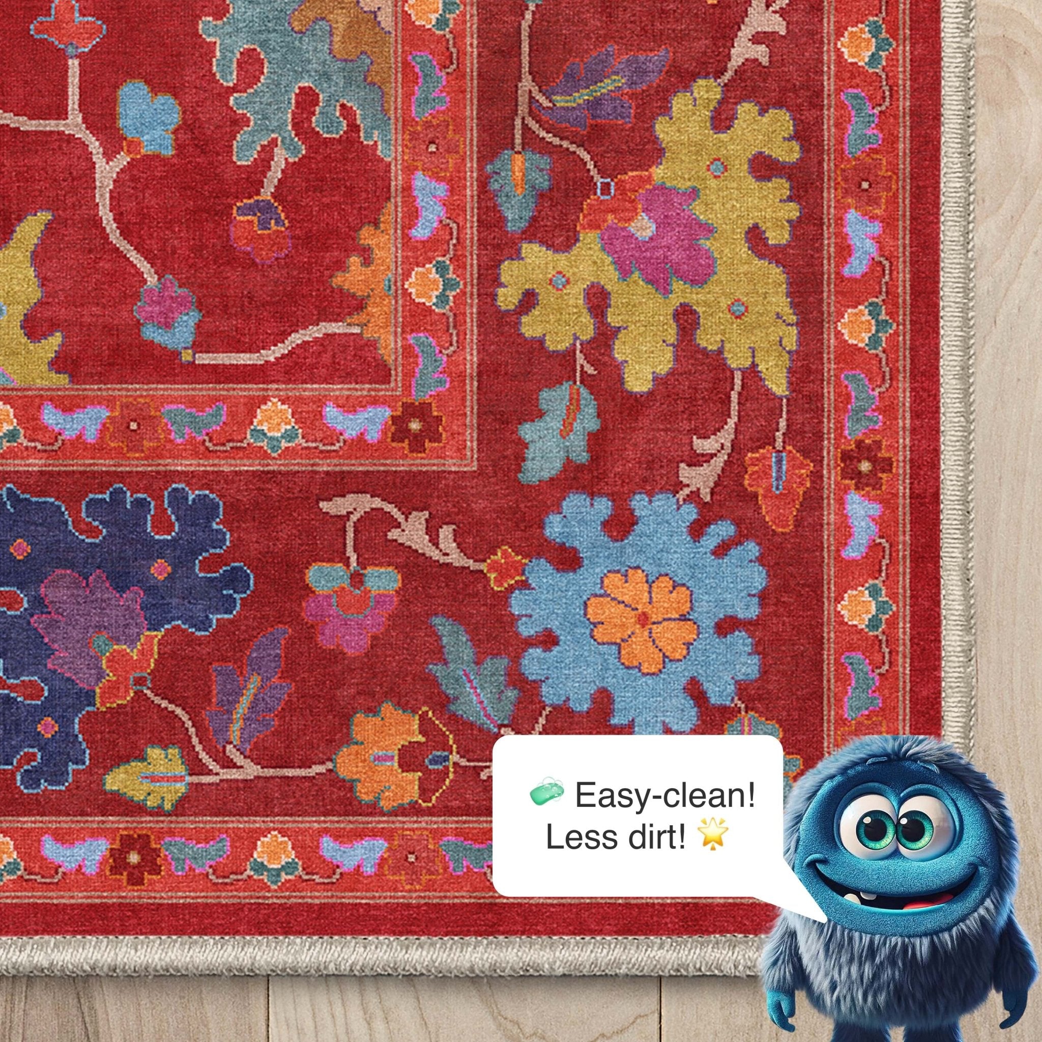 Bodrum Vintage Bohemian Floral Rug for Living Room Bedroom Dining Room ,Easy Clean、mySite、gigharbornorthrealestate