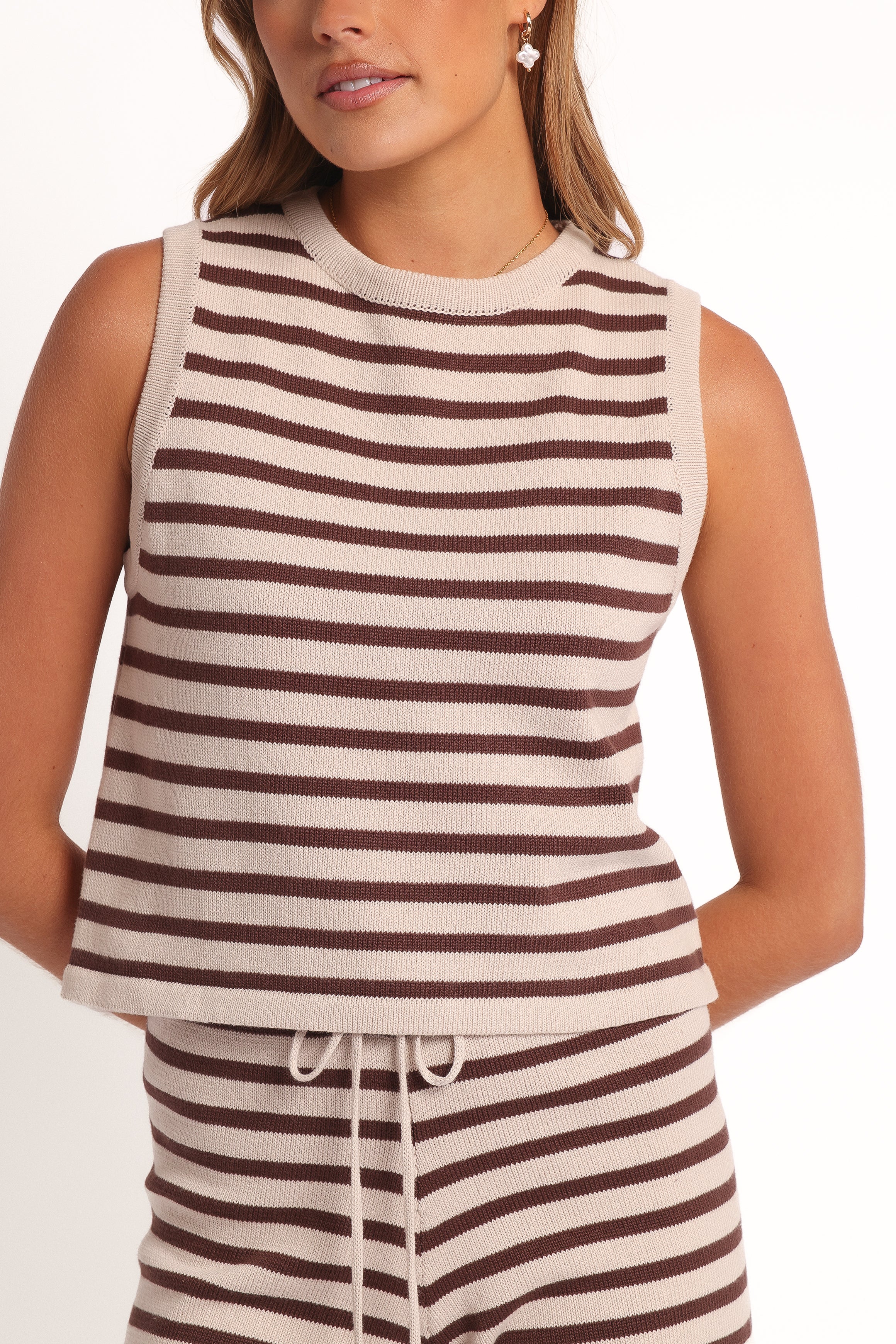  Ilona Knit Set - Brown/Cream、mySite、sugarbowlscore