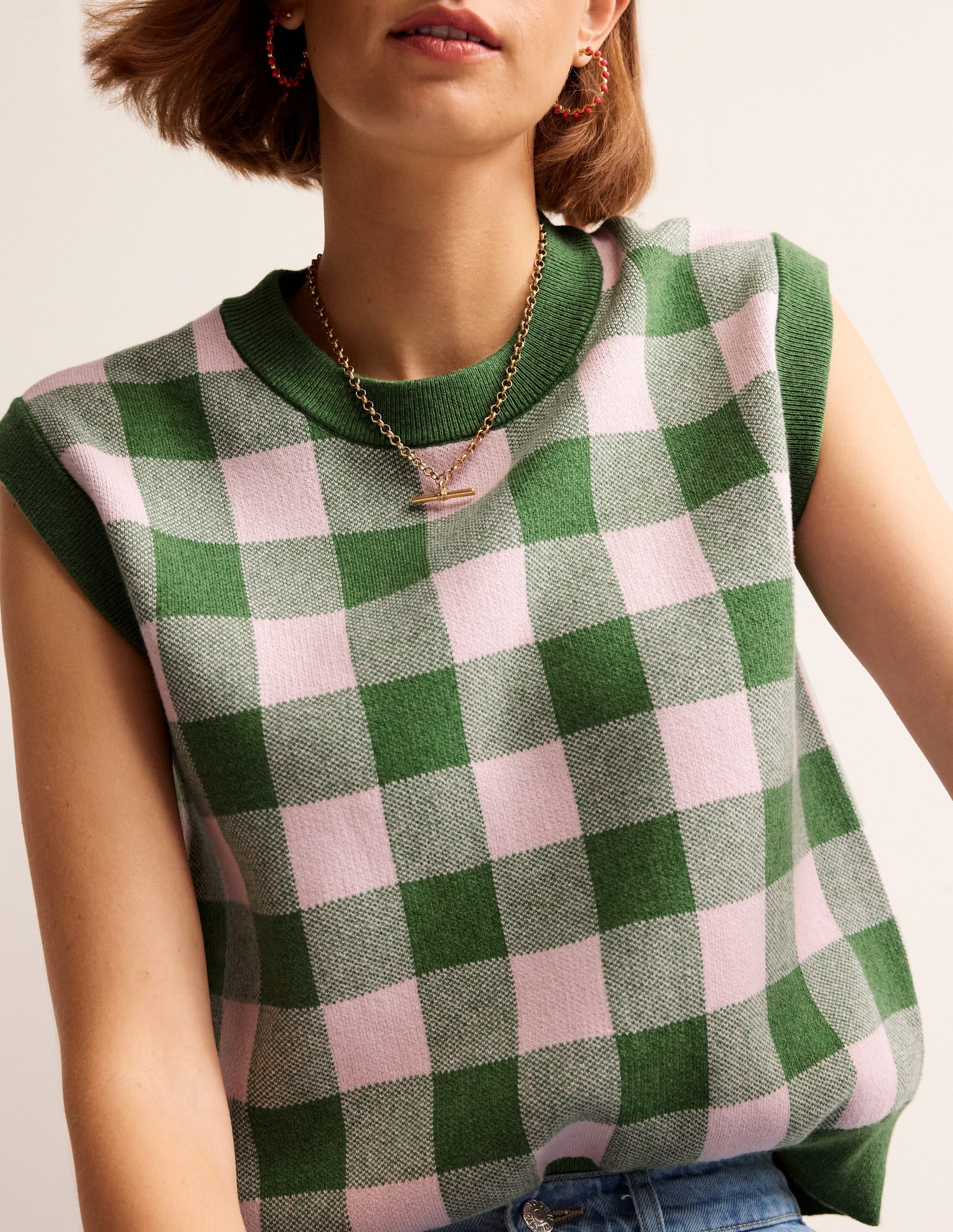  Gingham Tank-Rich Emerald, Blossom Pink、mySite、ashleygrahame