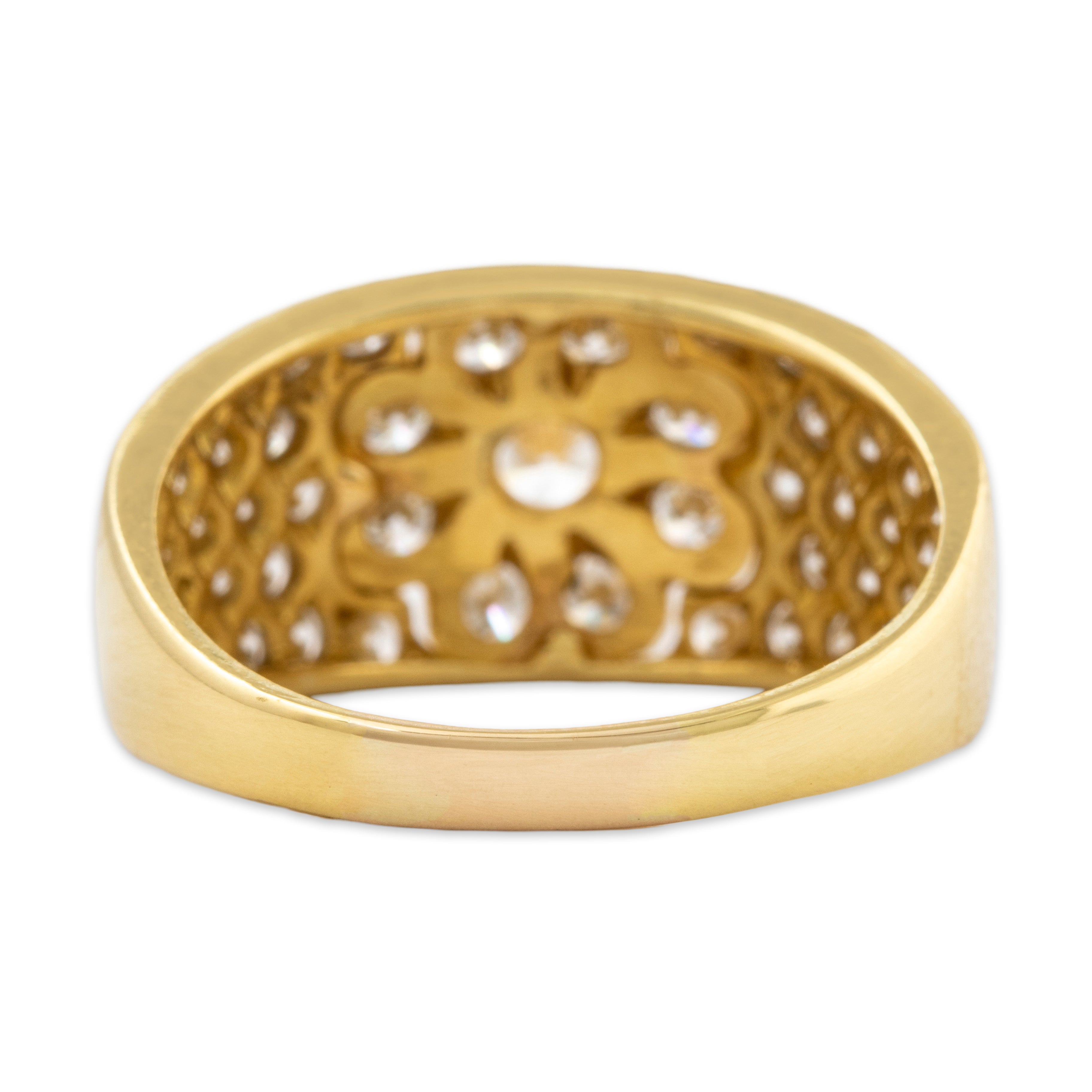 Vintage 18k Yellow Gold 1.25cttw Diamond Floriform Statement Ring 8.25、mySite、hinf8tx79