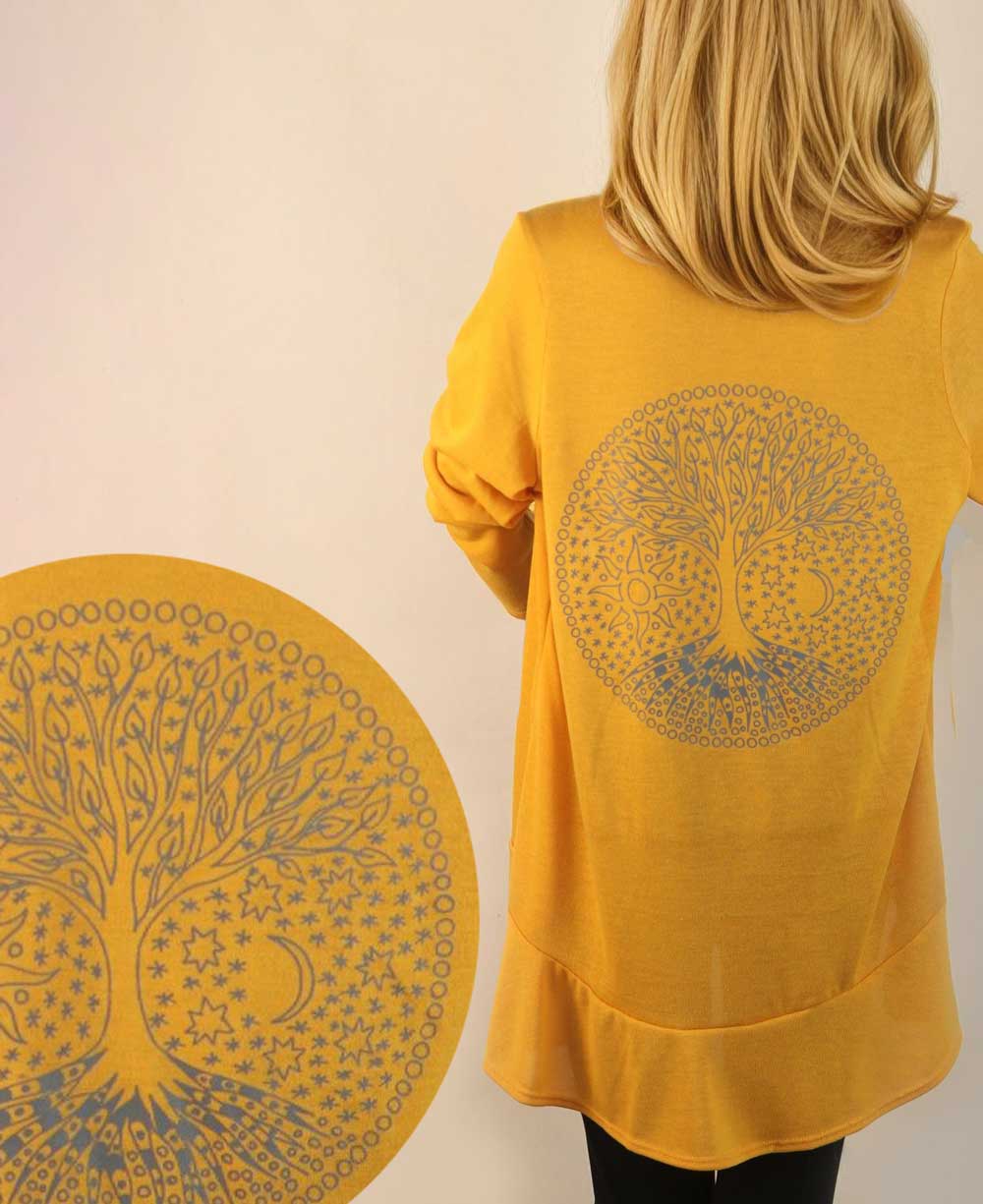 Celestial Design Women's Long Sleeves Ruffle Cardigan、mySite、topwebapps