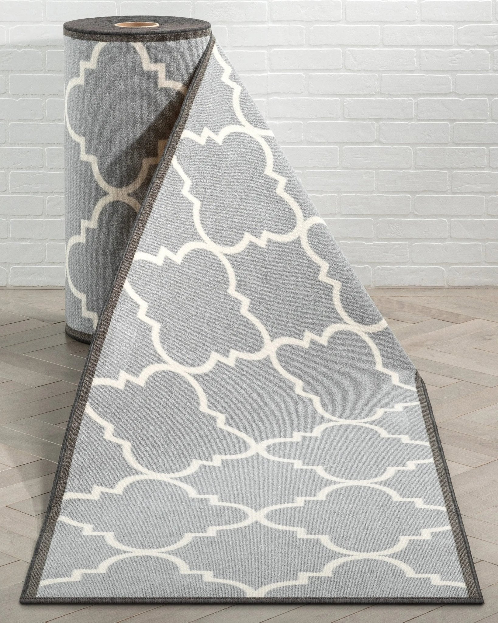 Brooklyn Trellis Custom Size Runner Modern Grey 31 Inch Wide x Choose Your Length Machine Washable Hallway Runner Rug、mySite、gigharbornorthrealestate
