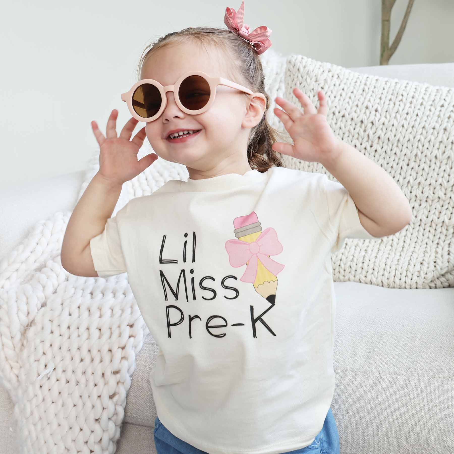  Lil Miss Pre-K Kids Graphic Tee | Natural、mySite、layawaytickets