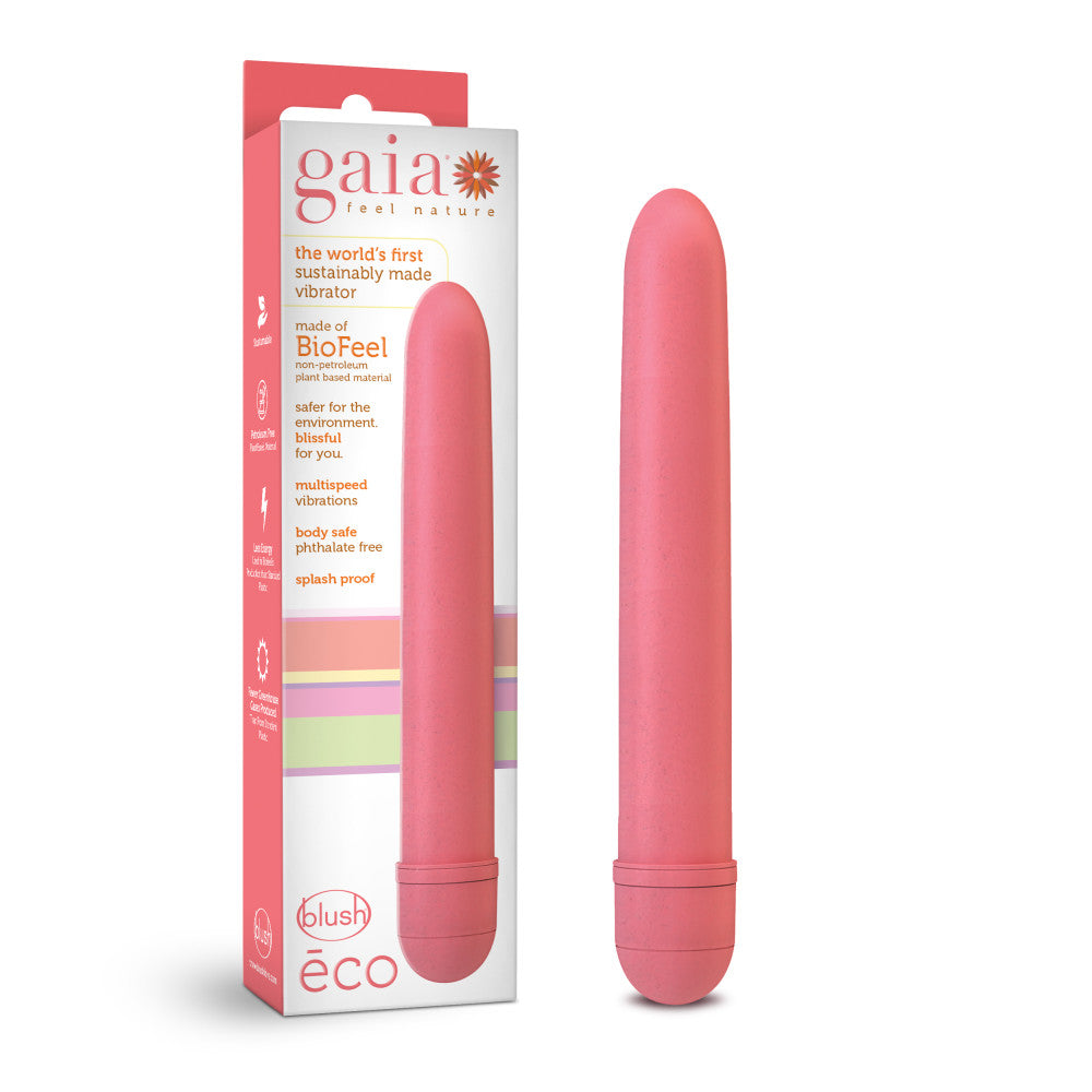 Gaia® By Blush | Eco: Plant-Based 7 Slim Multispeed Vibrator in Coral - Made from Sustainable BioFeel™、mySite、bottomscart