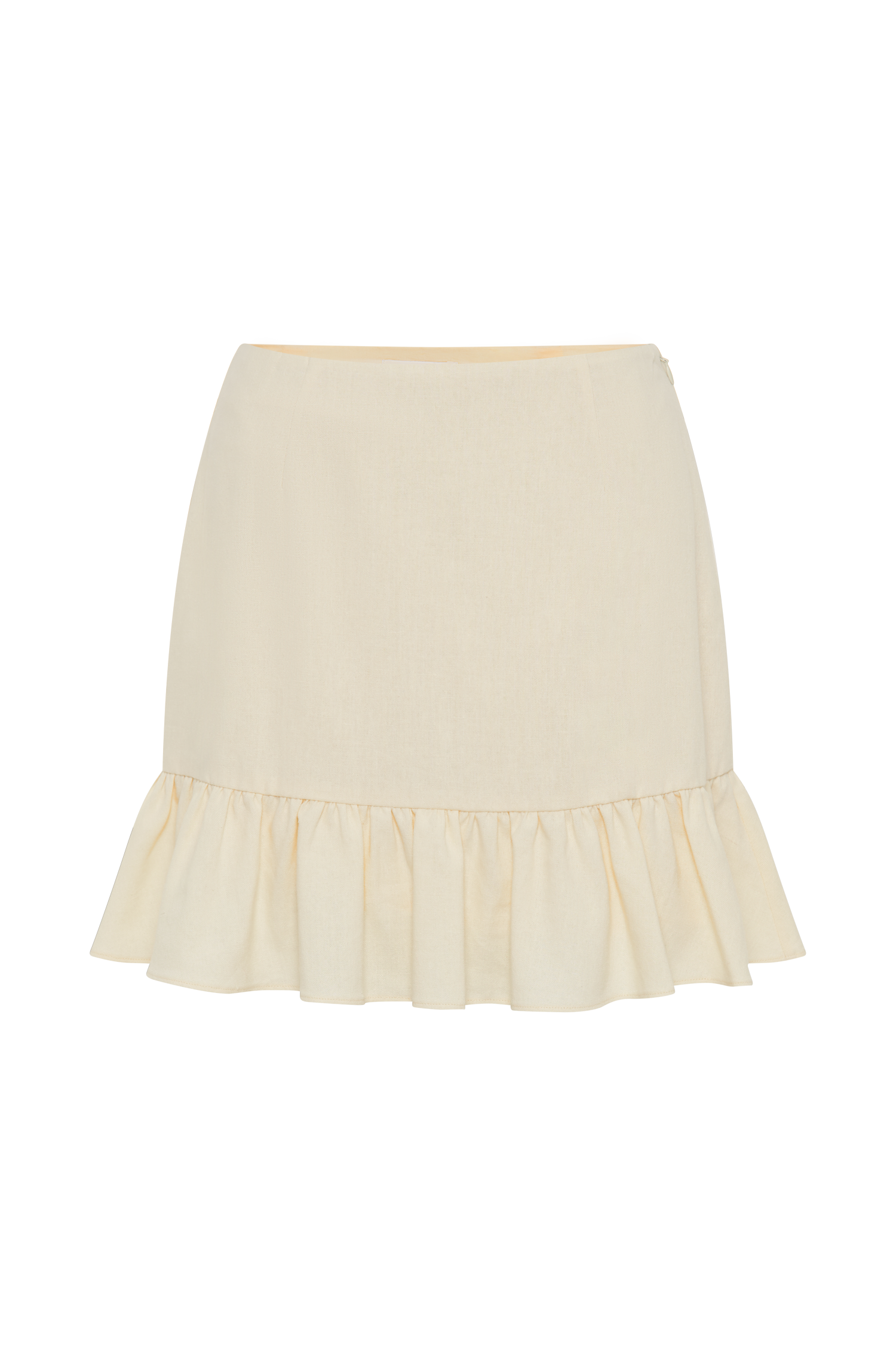 Delfina Linen Mini Skirt With Ruffle - Lemon Sherbet、mySite、solidvoid