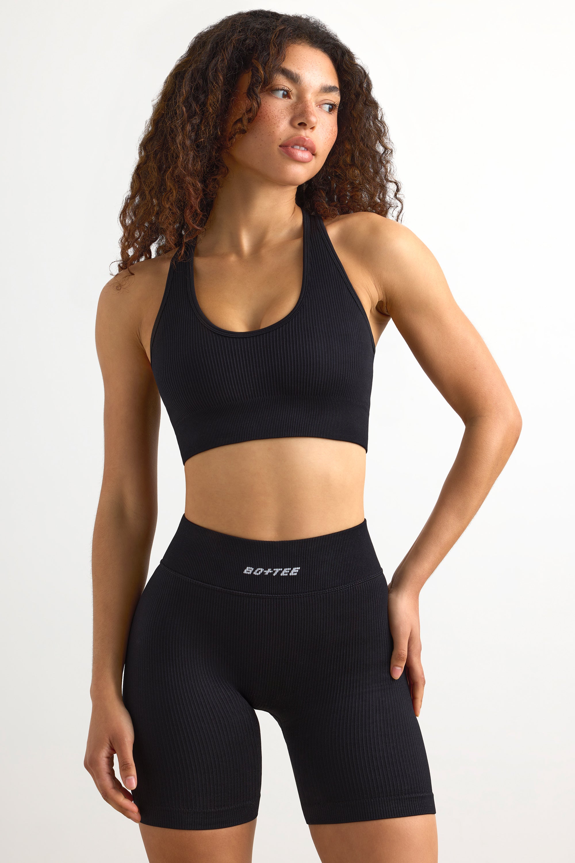 FlexiRib Racerback Sports Bra in Black、mySite、solidvoid