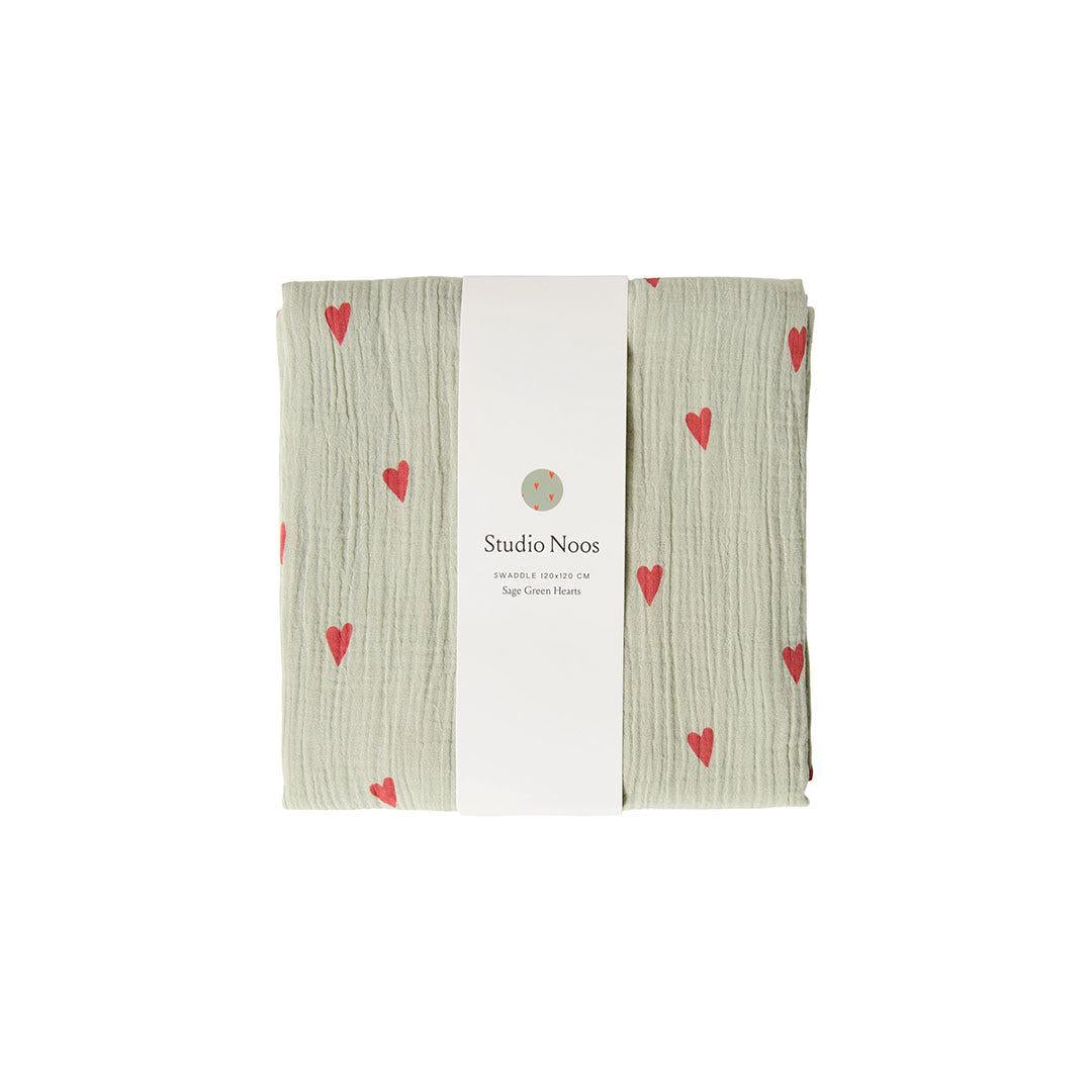  Studio Noos Sage Hearts Swaddle 70x70 - Sage、mySite、merchandisen