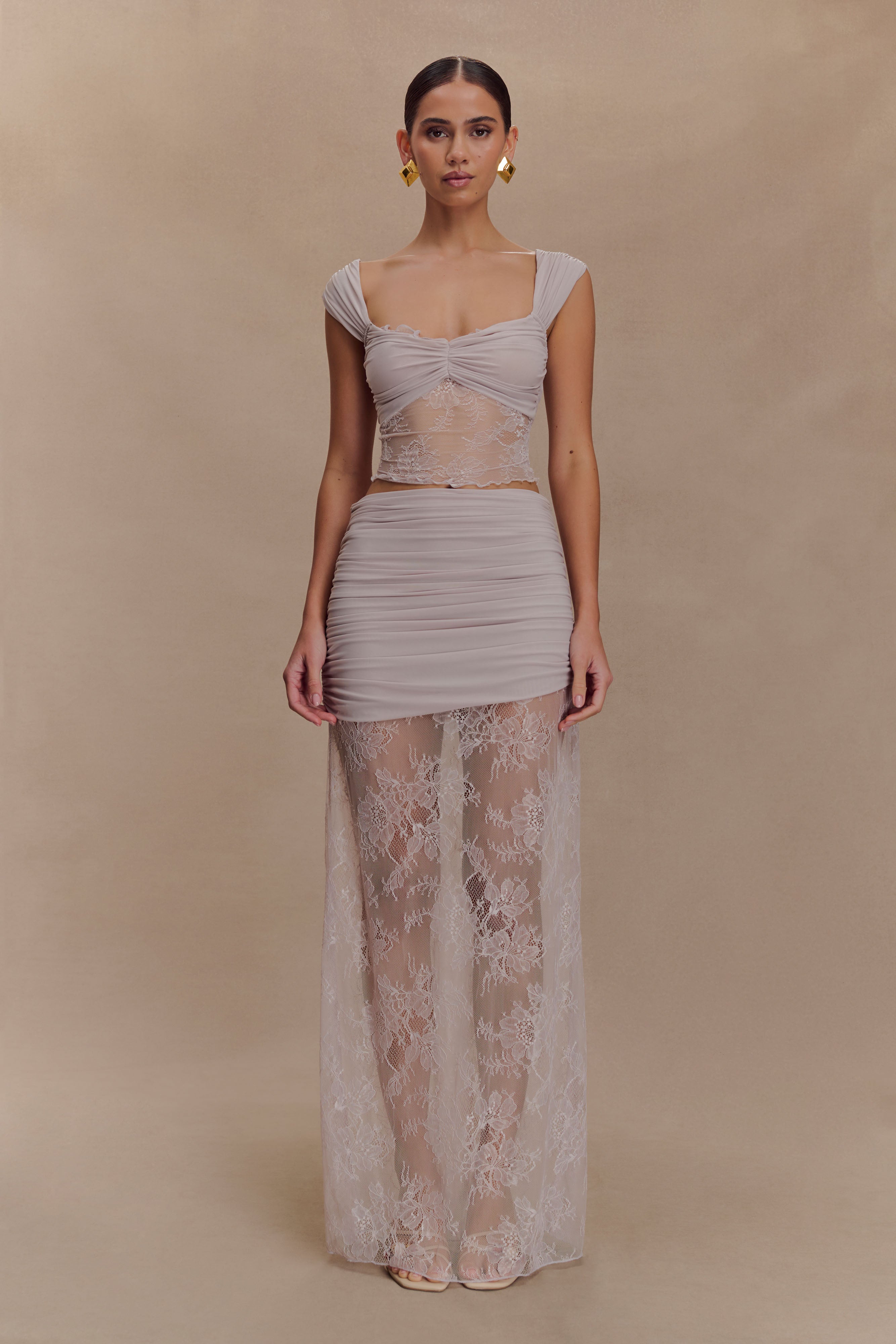 Guinevere Lace And Mesh Top - Lilac、mySite、solidvoid