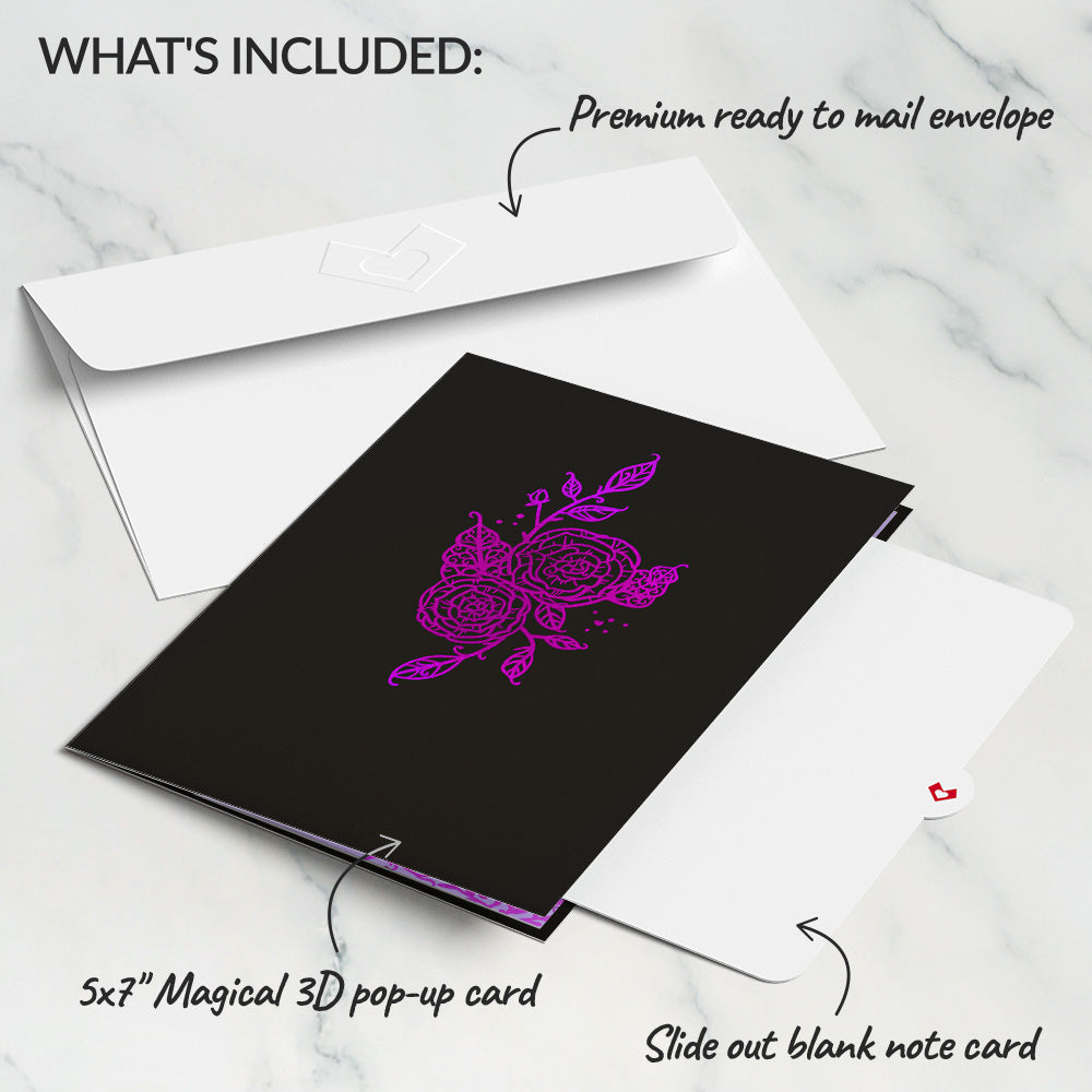 Ornate Purple Rose Bloom Pop-Up Card、mySite、solidvoid