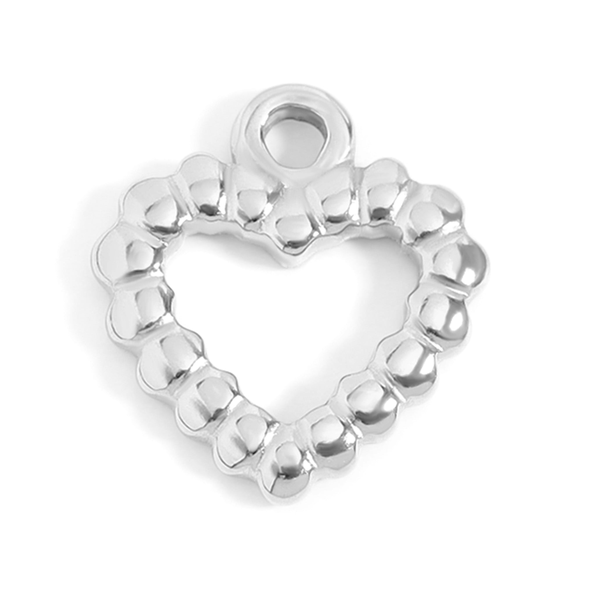 18K Gold PVD Stainless Steel Textured Heart Charm / PDL0113、mySite、dreamappss