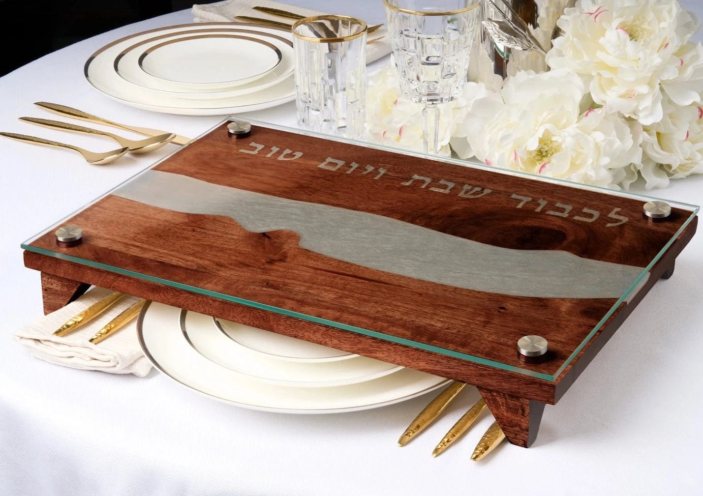 Wood and Resin Raised Challah Board - Gray、mySite、topwebapps