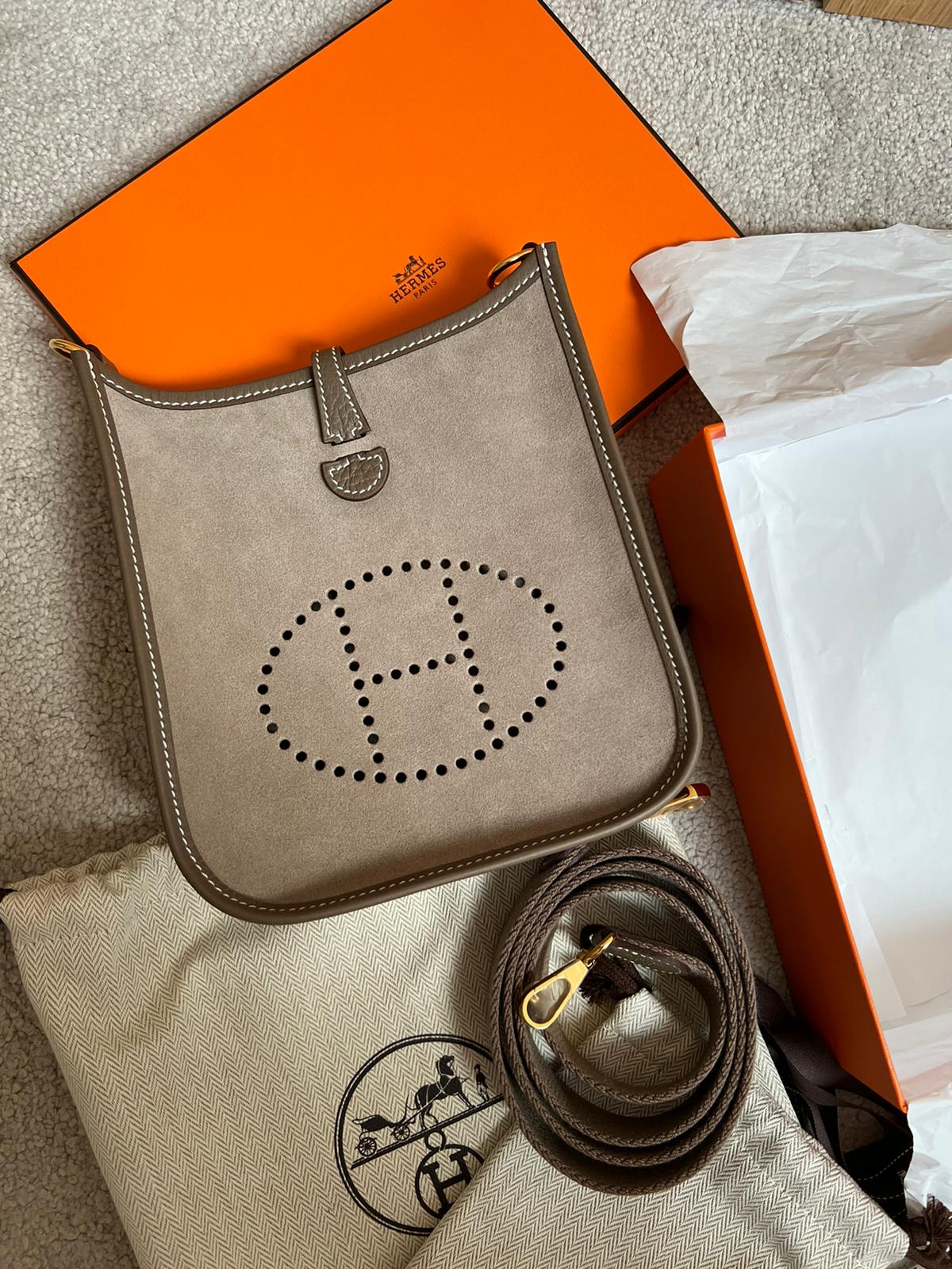 Hermès Mini Evelyne 16 Gris Caillou Doblis and Etoupe GHW、mySite、garminoutage.com