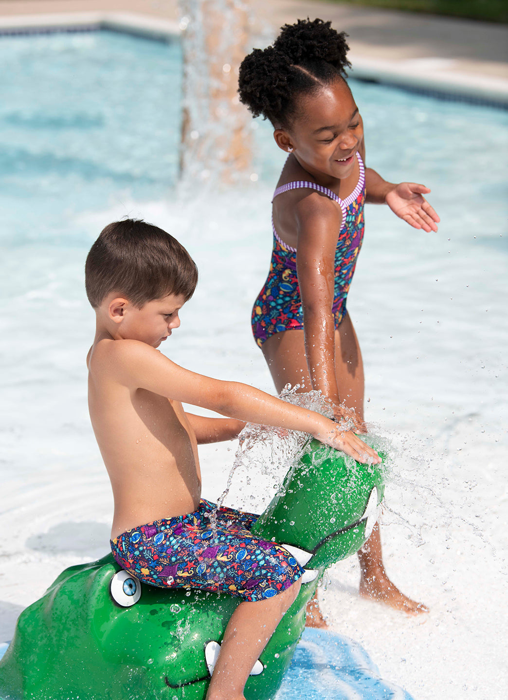 Dolfin Boys' Little Fish Print Swim Trunks (Toddler, Little Kid)、mySite、noshort