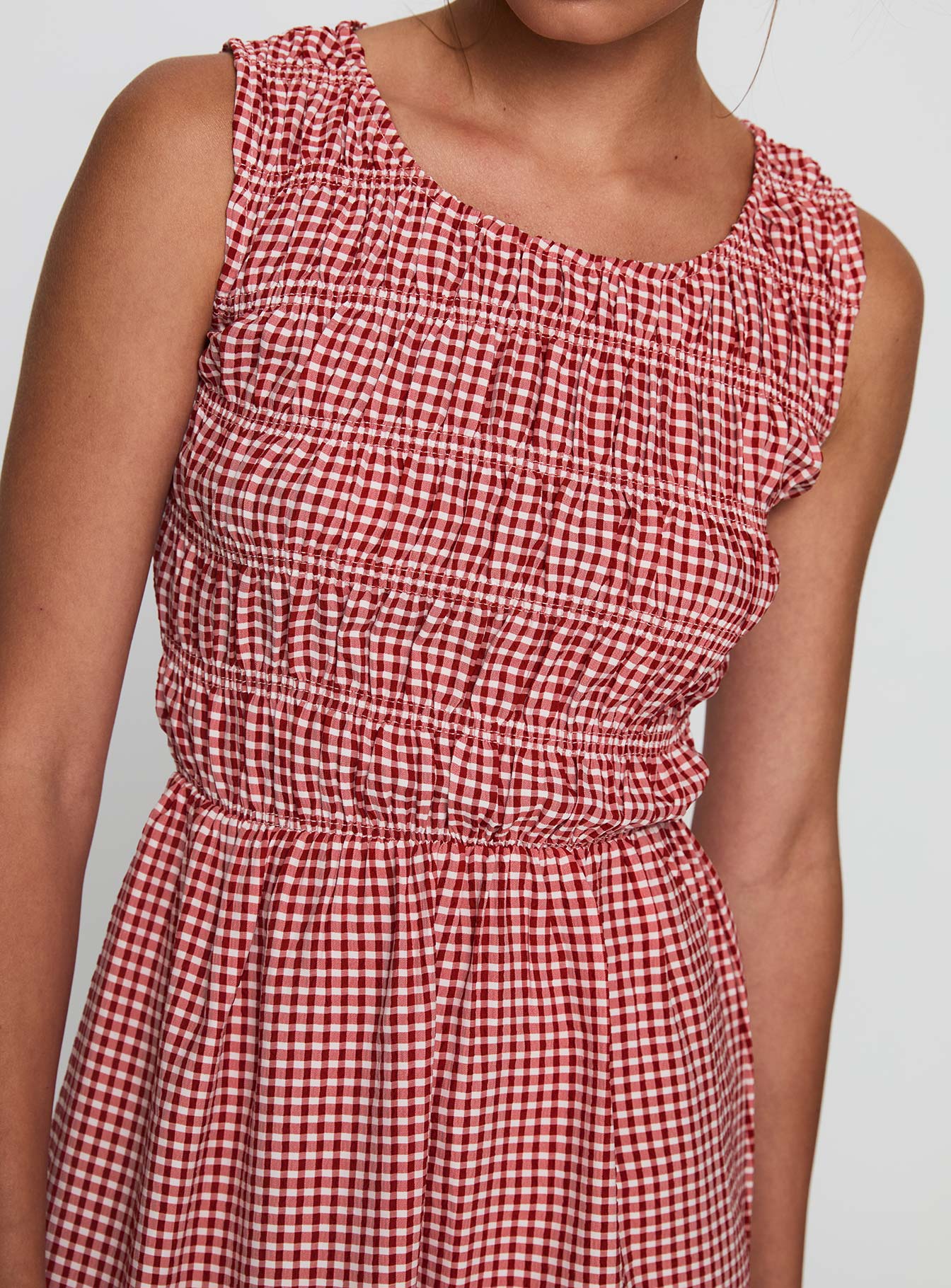 Winxie Shirred Mini Dress Red Gingham、mySite、solidvoid