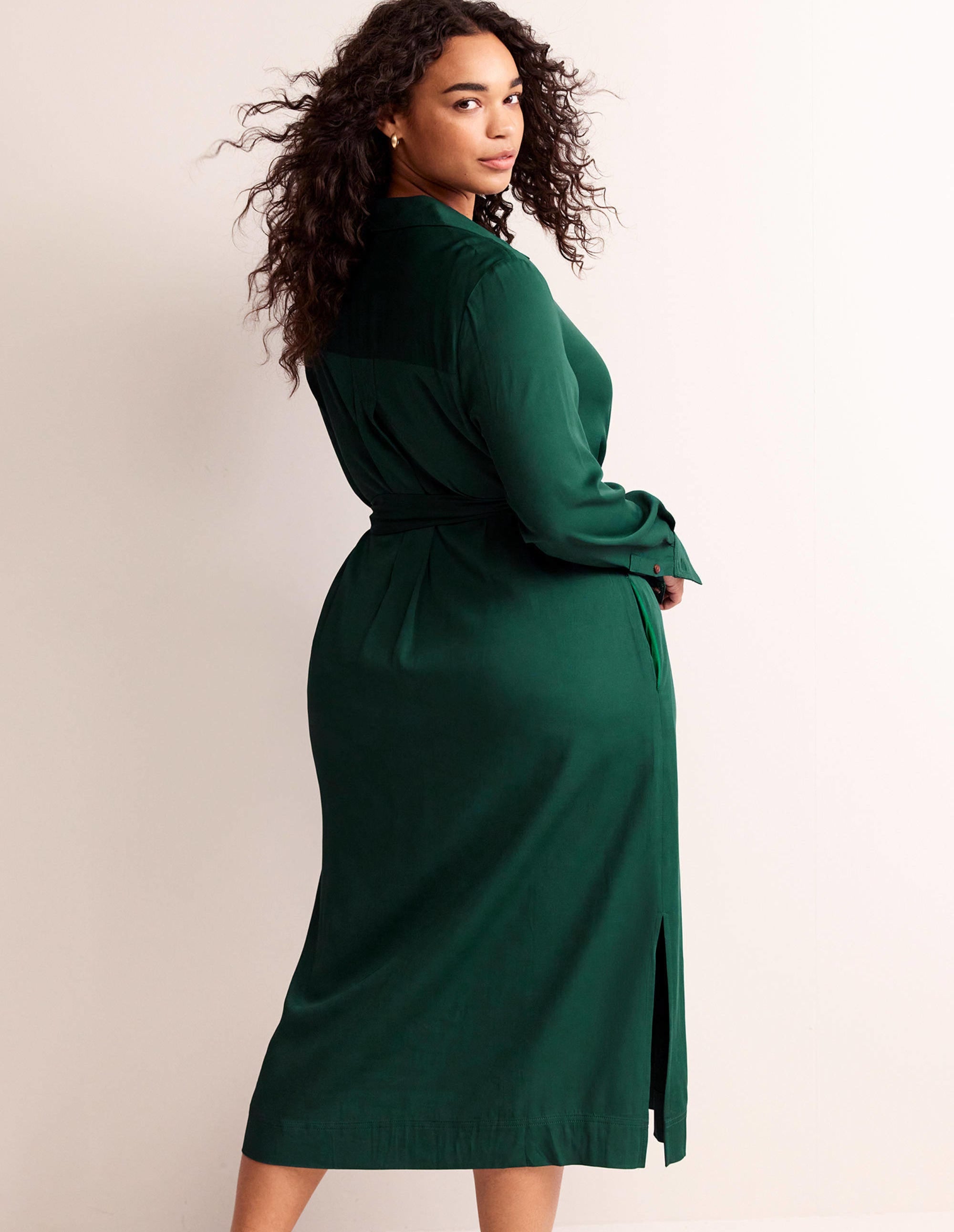  Clean Midi Pop Over Dress-Emerald Night、mySite、ashleygrahame