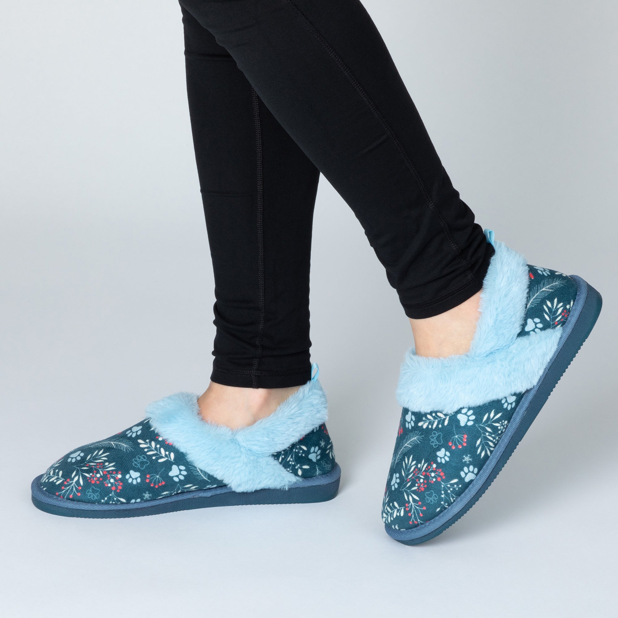 Paw Print Faux Fur Lined Indoor/Outdoor Slippers、mySite、camillekostekn