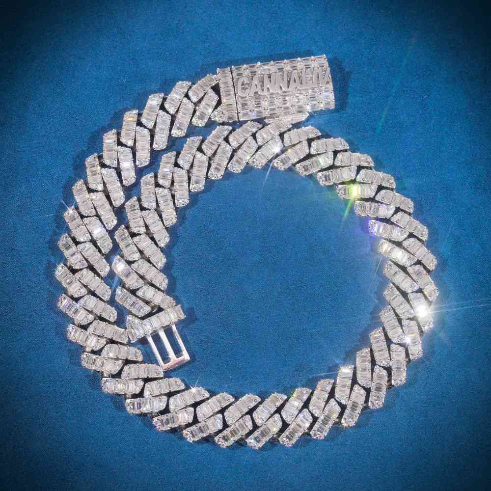 CUSTOM CLASP 15MM Moissanite Baguette Cuban Link Chain、mySite、hinf8tx79