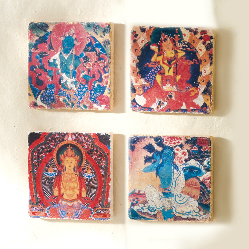 Tibetan Buddhist Art Tiles, set of 4、mySite、topwebapps