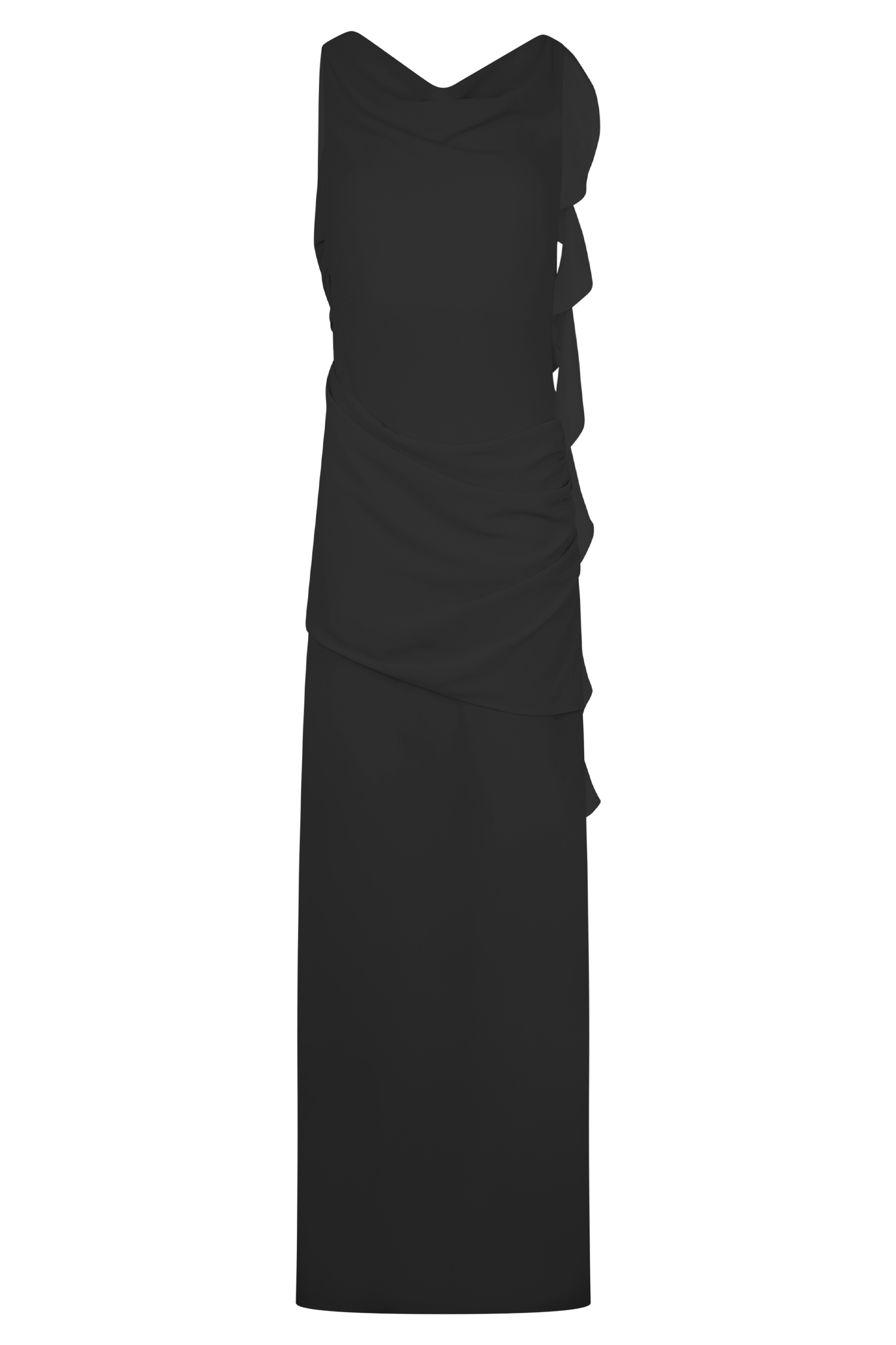 Daria Draped Chiffon Maxi Dress - Black、mySite、solidvoid