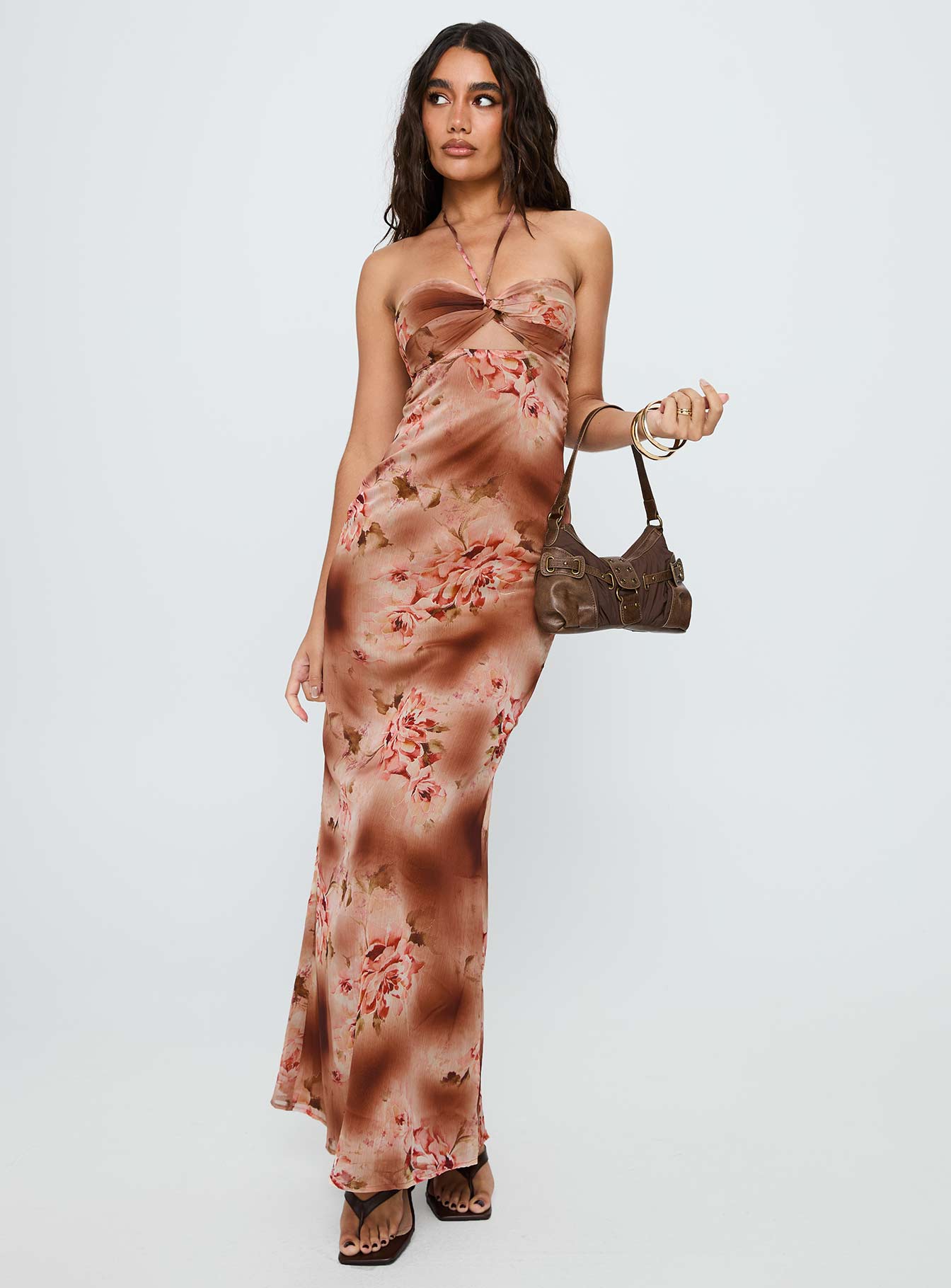 Saye Halter Twist Maxi Dress Multi、mySite、solidvoid