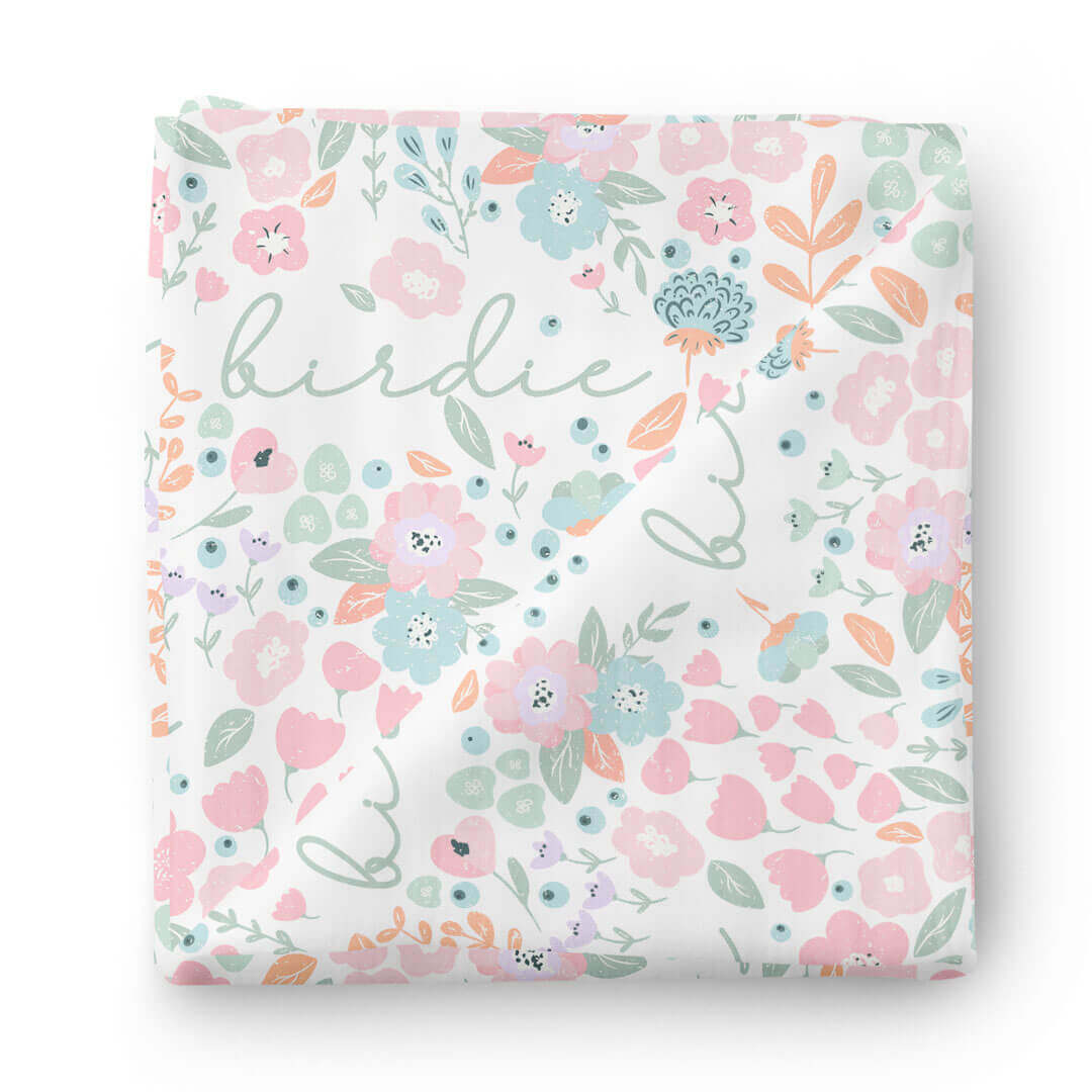  Willow's Whimsy Floral Personalized Swaddle Blanket、mySite、layawaytickets