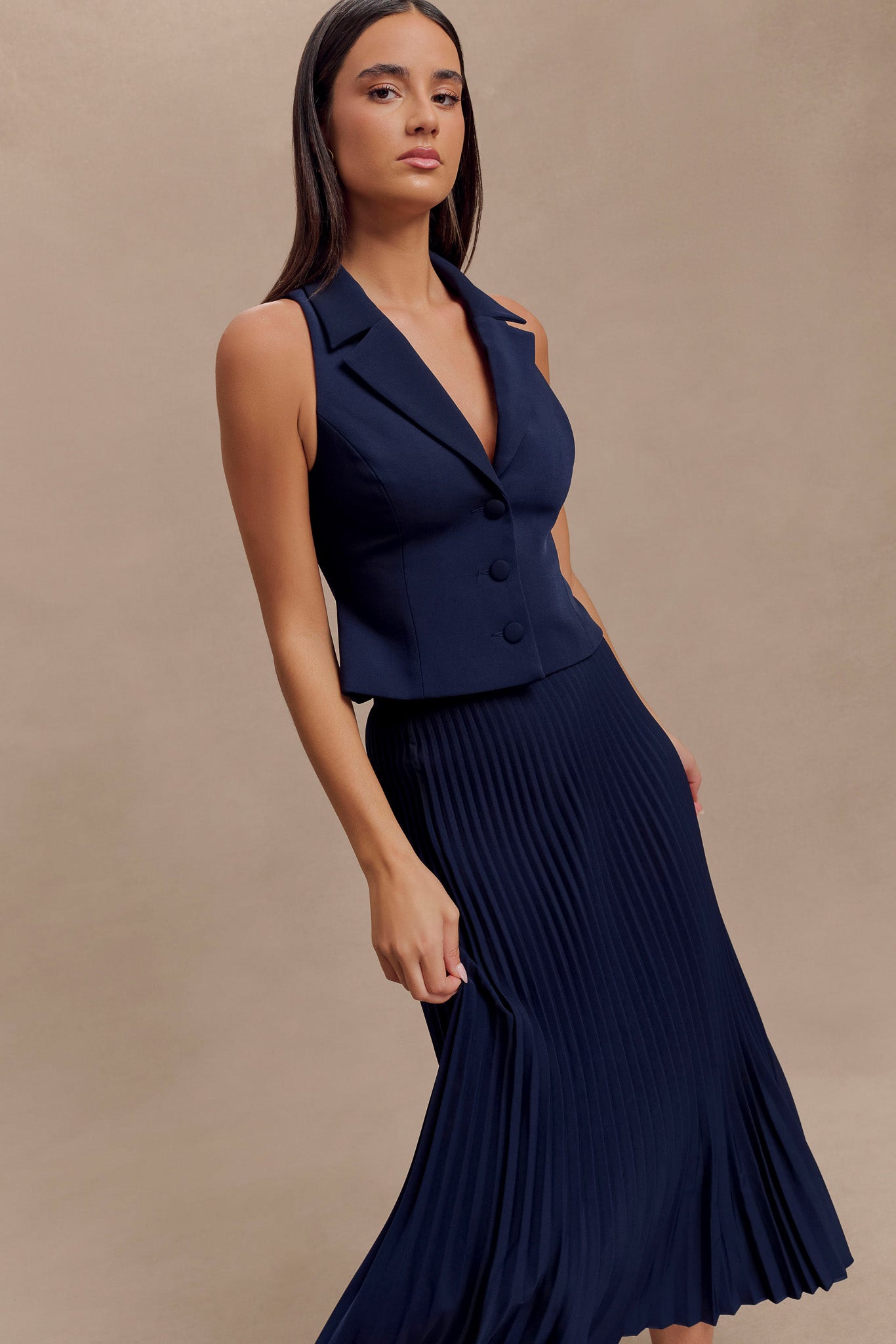 Mura Suiting Vest - Navy、mySite、solidvoid