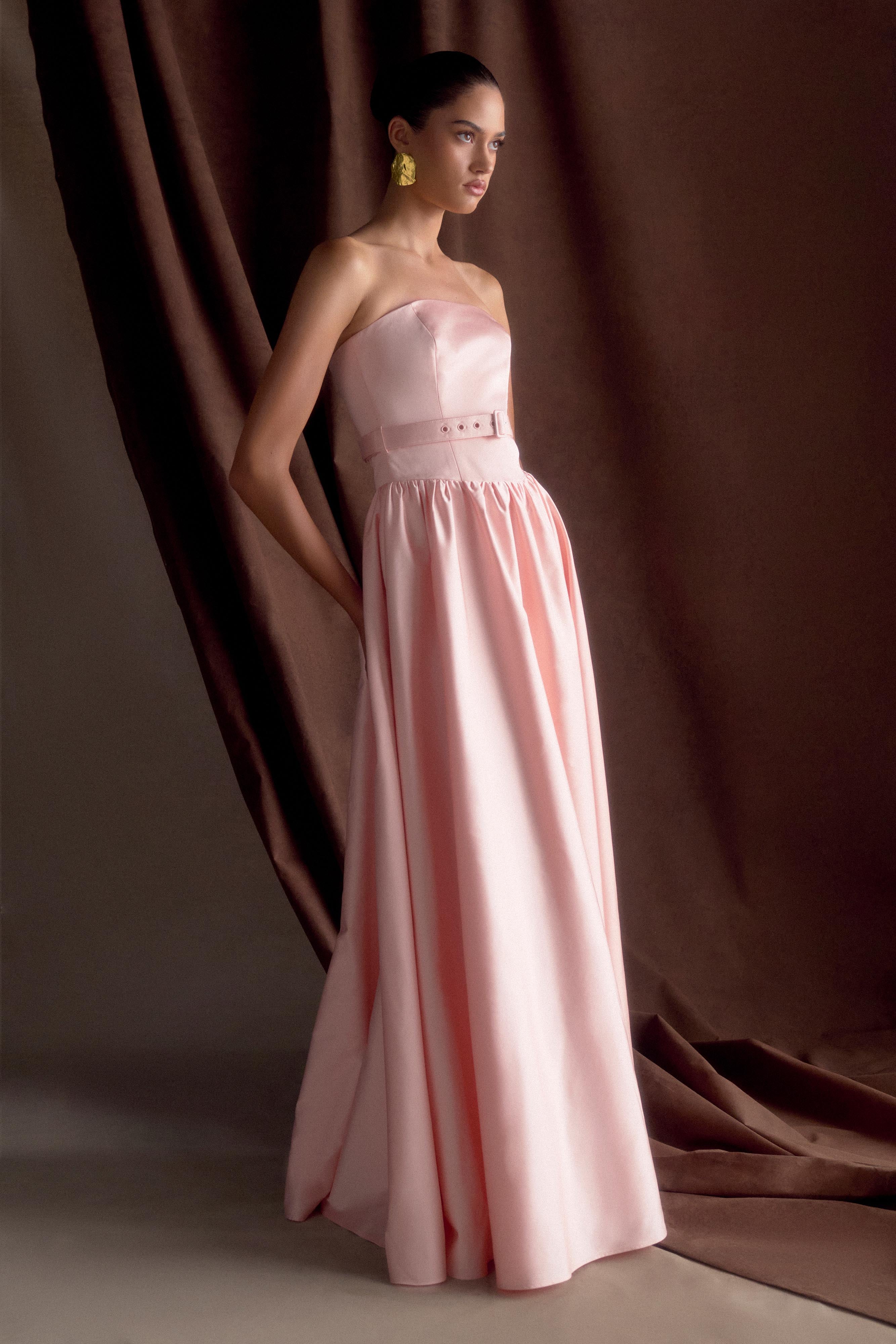 Florence Strapless Belted Maxi Dress - Baby Pink、mySite、solidvoid
