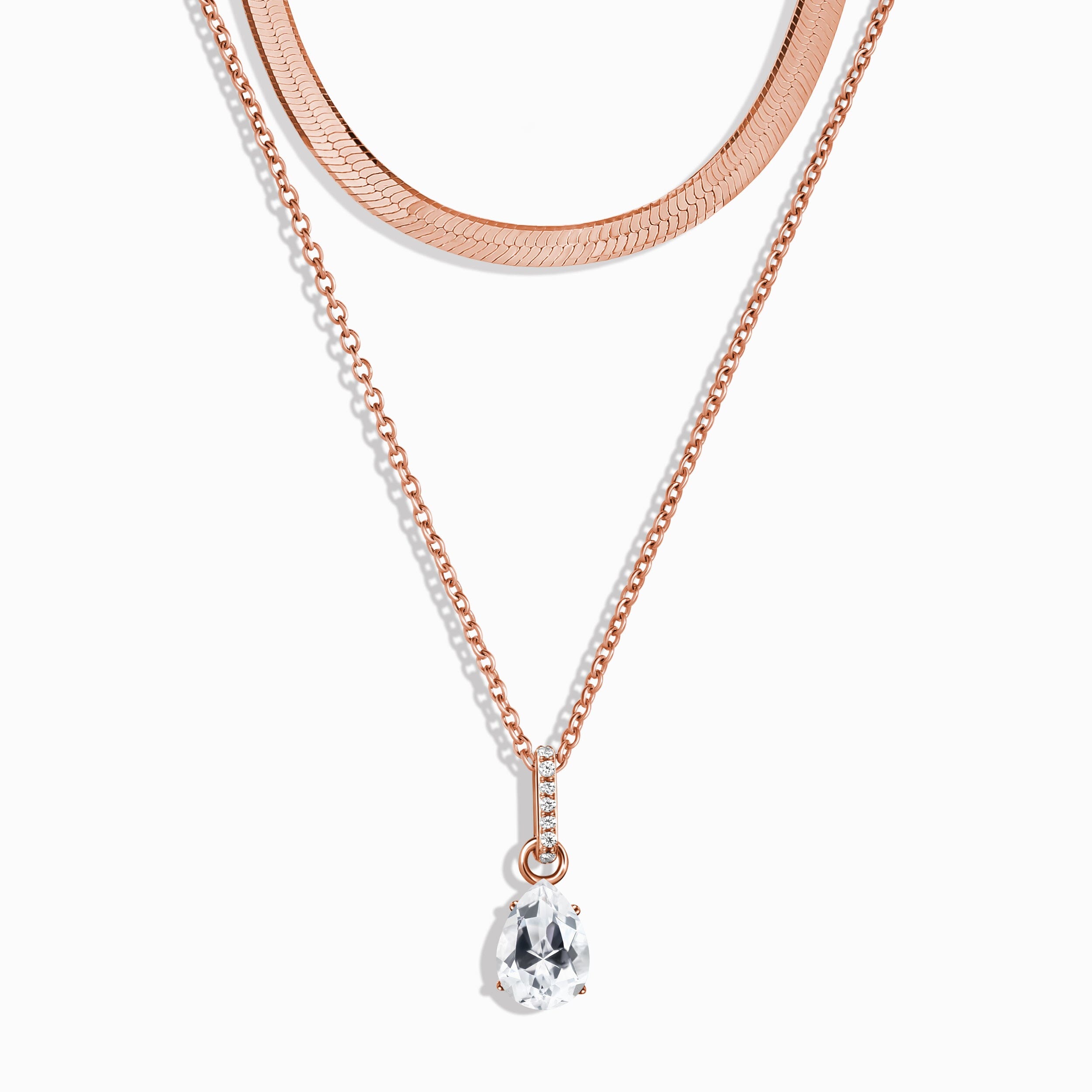 White Topaz Birthstone Sway Necklace & Herringbone Chain、mySite、hinf8tx79