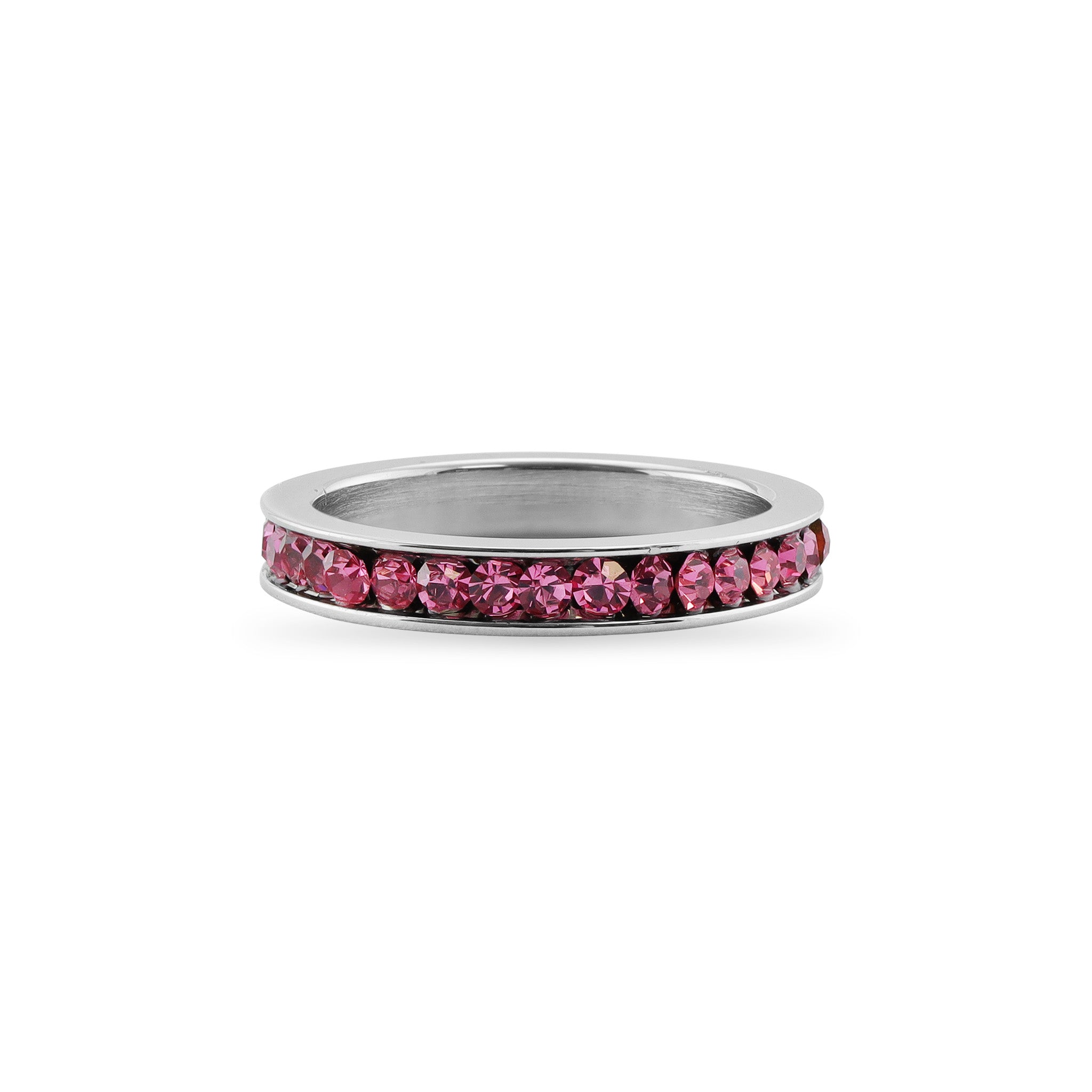 Pink CZ Center Highly Polished Stainless Steel Flat Ring / ZRJ9002、mySite、dreamappss