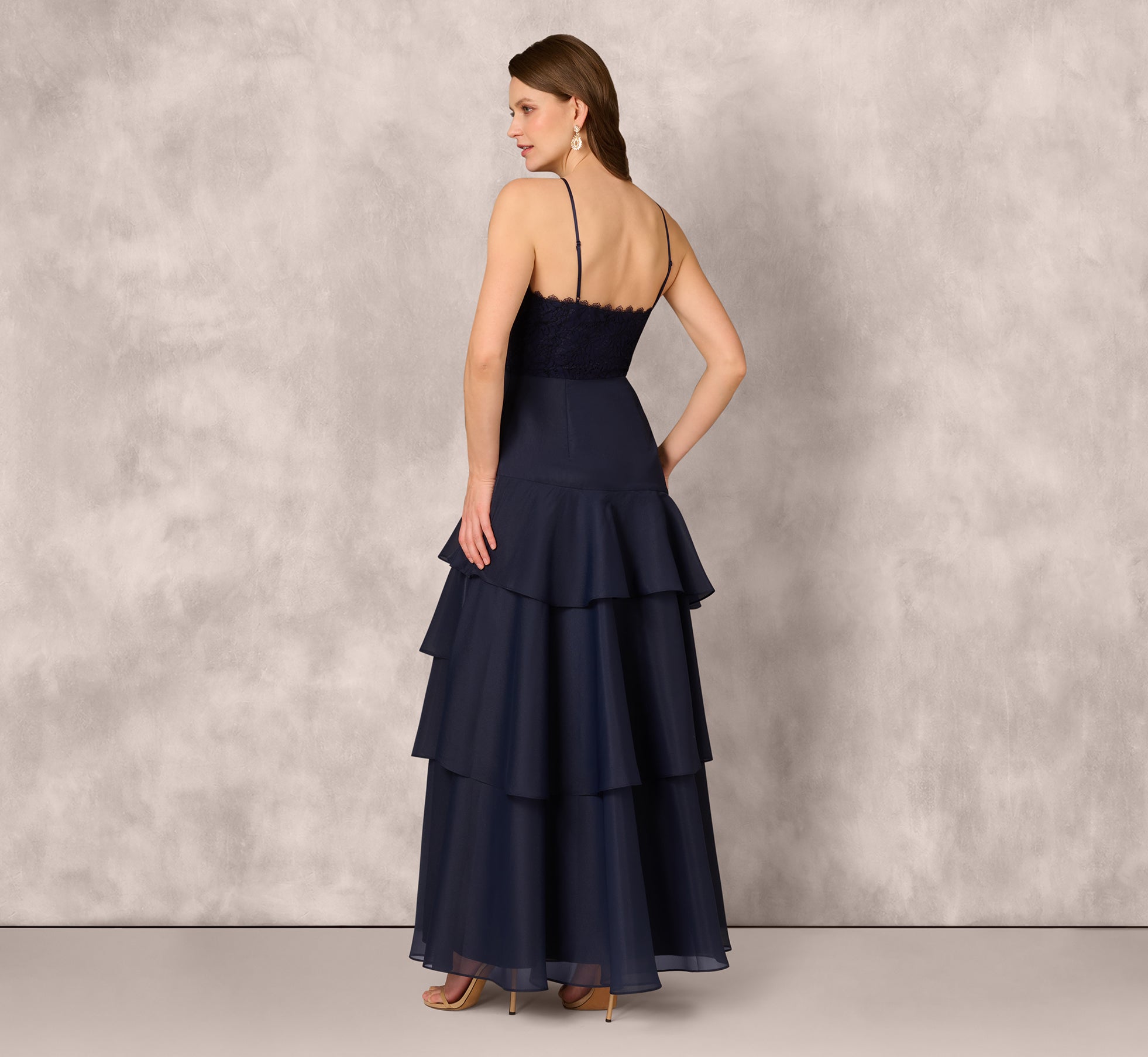 Lace Organza Halter Ballgown In Navy、mySite、solidvoid