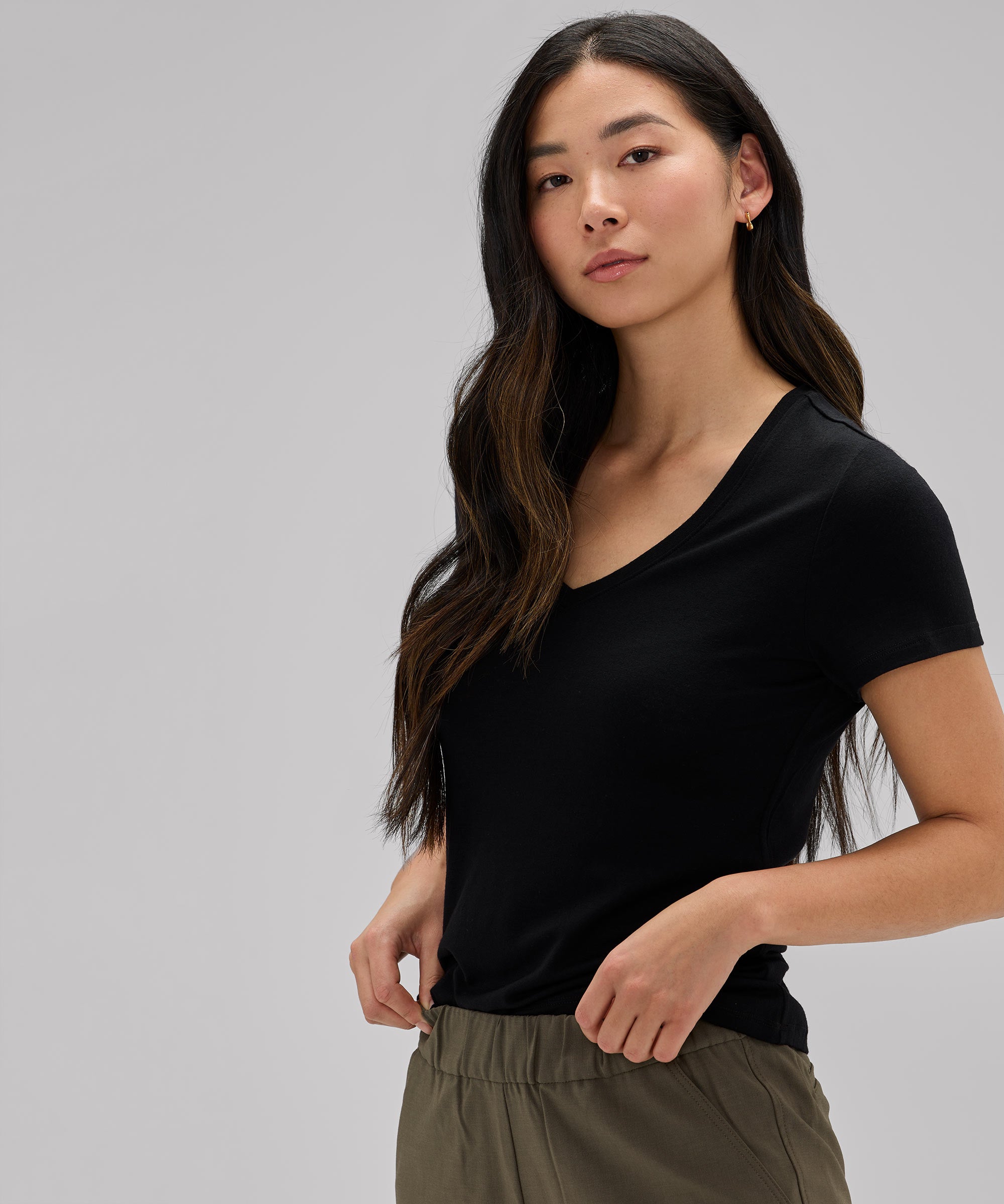 Women's Merino V-Neck T-Shirt、mySite、noshort