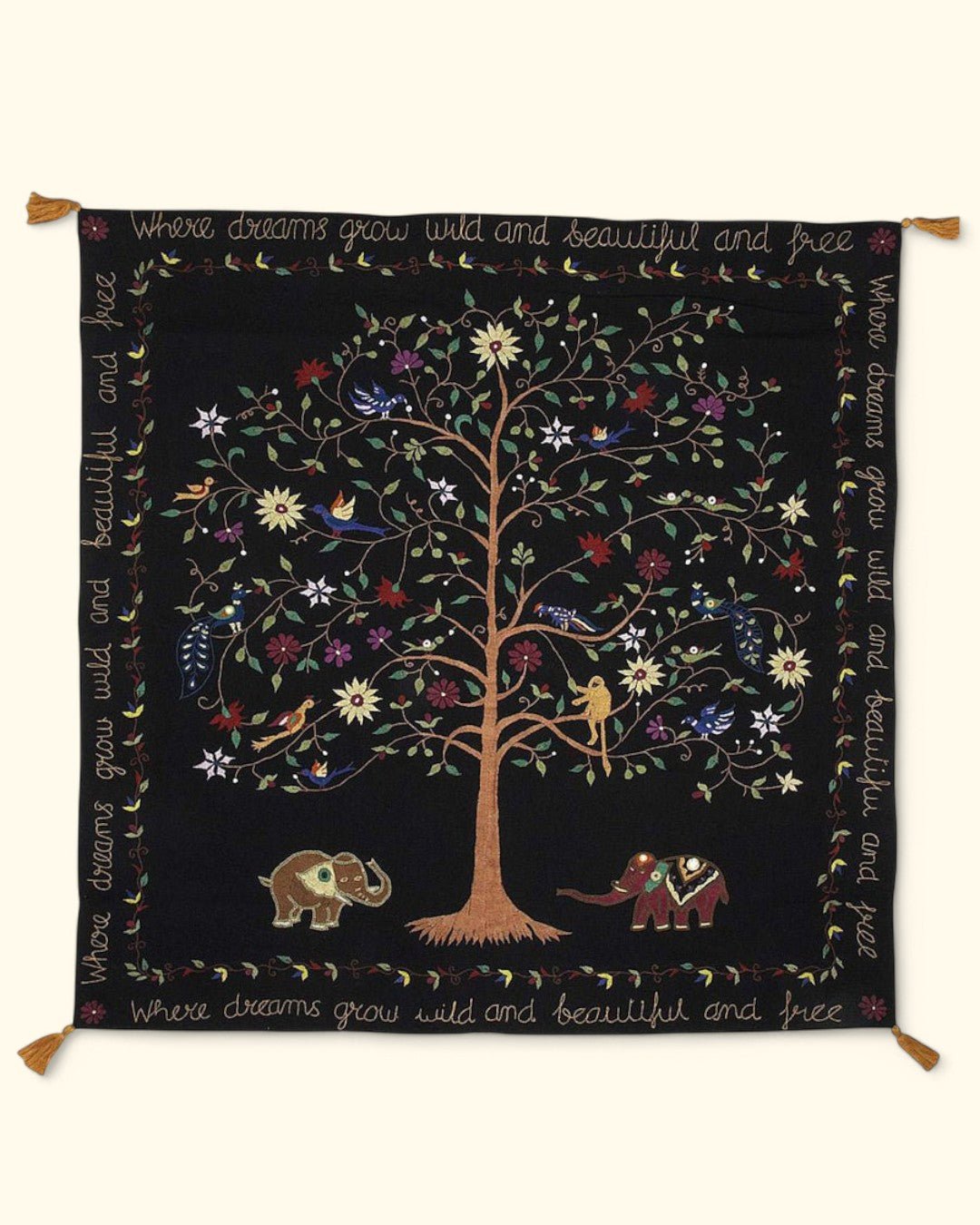 Hand-Embroidered Tree of Life Wall Hanging, Fair Trade、mySite、topwebapps