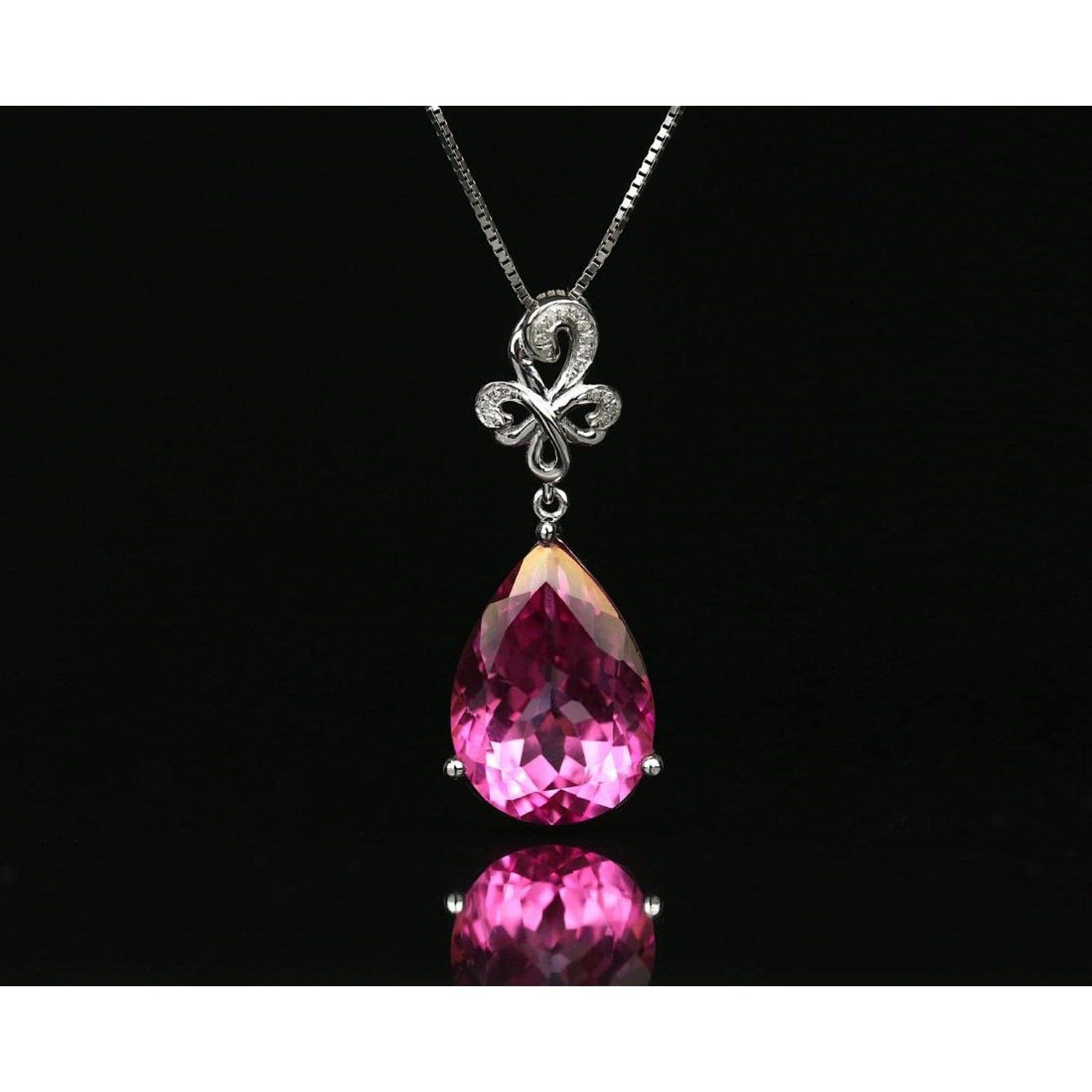 Pink Topaz, 14.25ctw Necklace with Diamonds in 18K Gold、mySite、g9winljtr