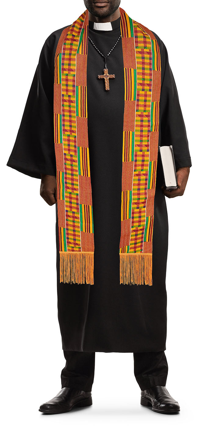 Kente African Print Church Clergy Pastor Choir Stole/Sash with Fringes DPC0795S、mySite、solidvoid