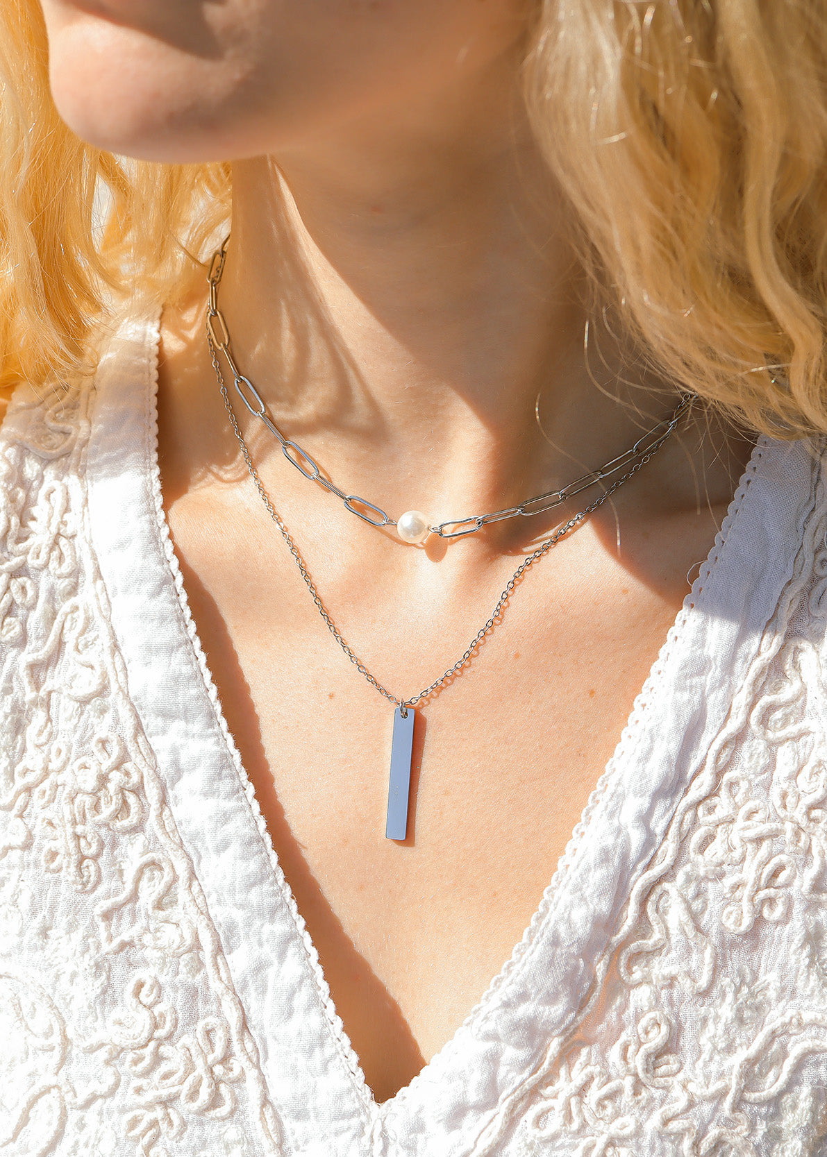 18K Gold PVD Stainless Steel Vertical Bar Necklace / SBB0299、mySite、dreamappss