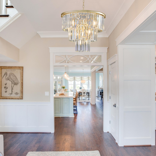 (Same as W1340P143192/L5007-500-G) 20" Luxury 3-Tier Crystal Chandelier, 7-Light Gold Frame Pendant Light, Elegant Ceiling Lighting for Living Room, Dining Room, Bedroom (No Bulbs)、、eastwooduniform