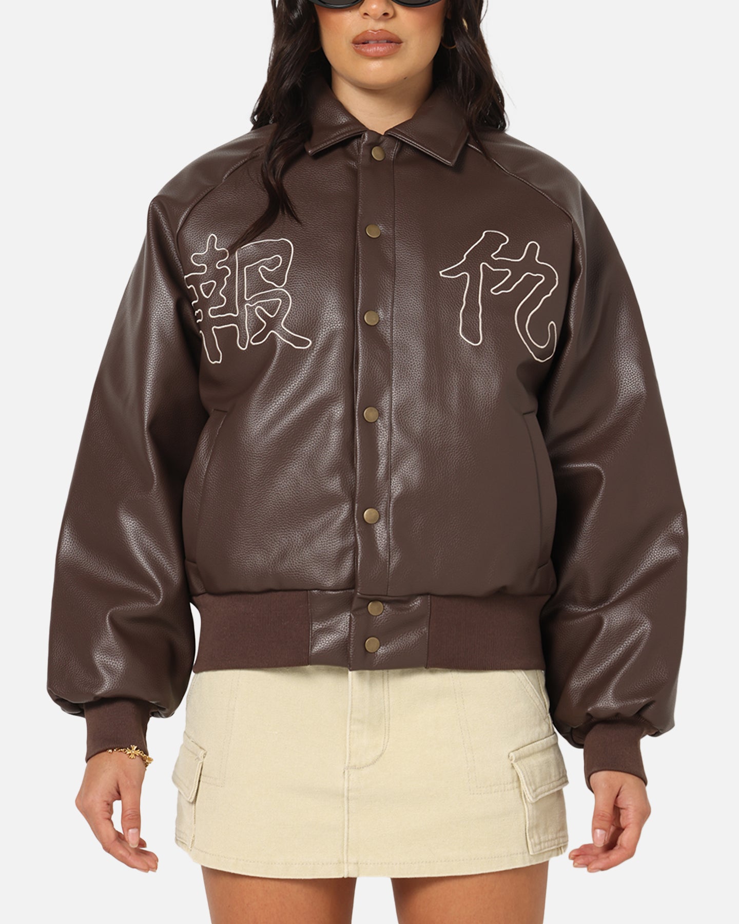 Ed Hardy Shinjuku Leather Jacket Brown、mySite、zt4zffjzw