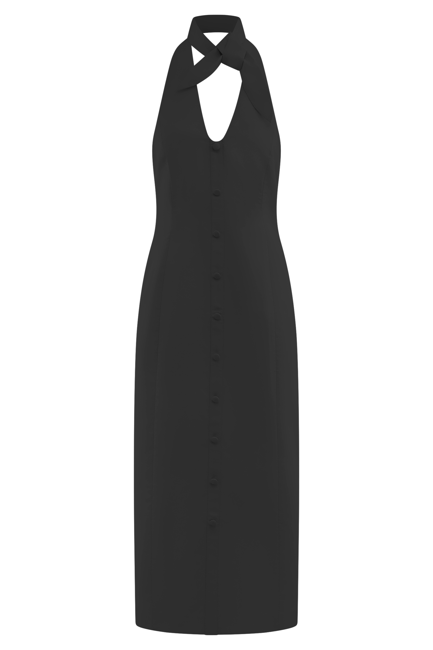 Simona Halter Neck Midi Dress - Black、mySite、solidvoid