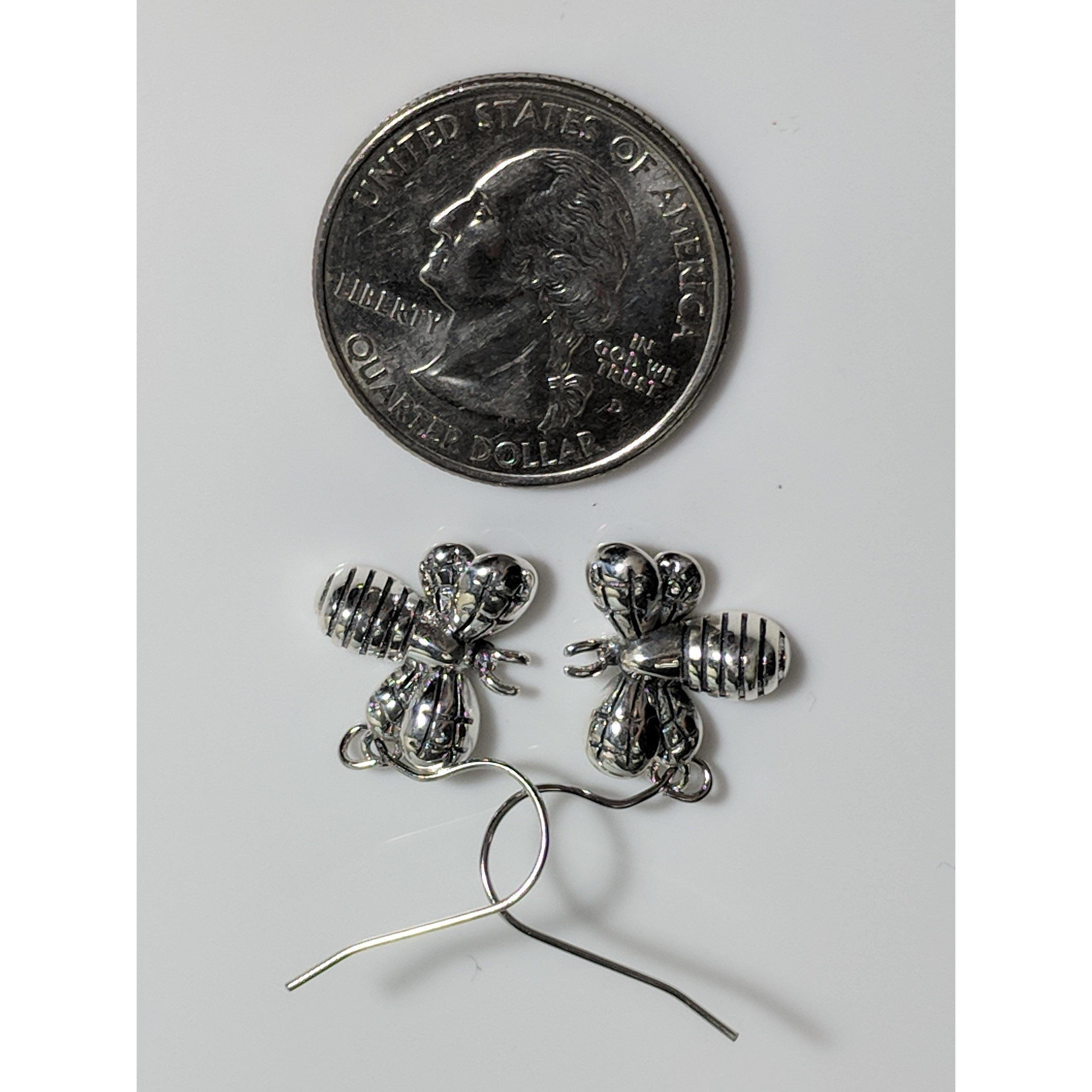 Honey Bee Necklace and Earrings SET-Cutest Little Bees! Sterling Silver、mySite、g9winljtr