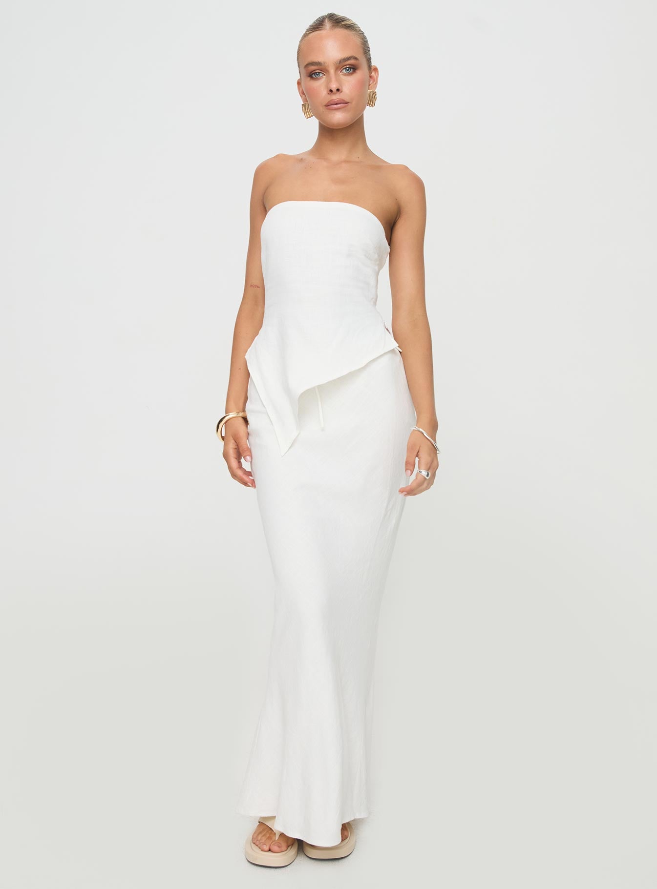 Mercer Linen Blend Maxi Skirt White、mySite、solidvoid