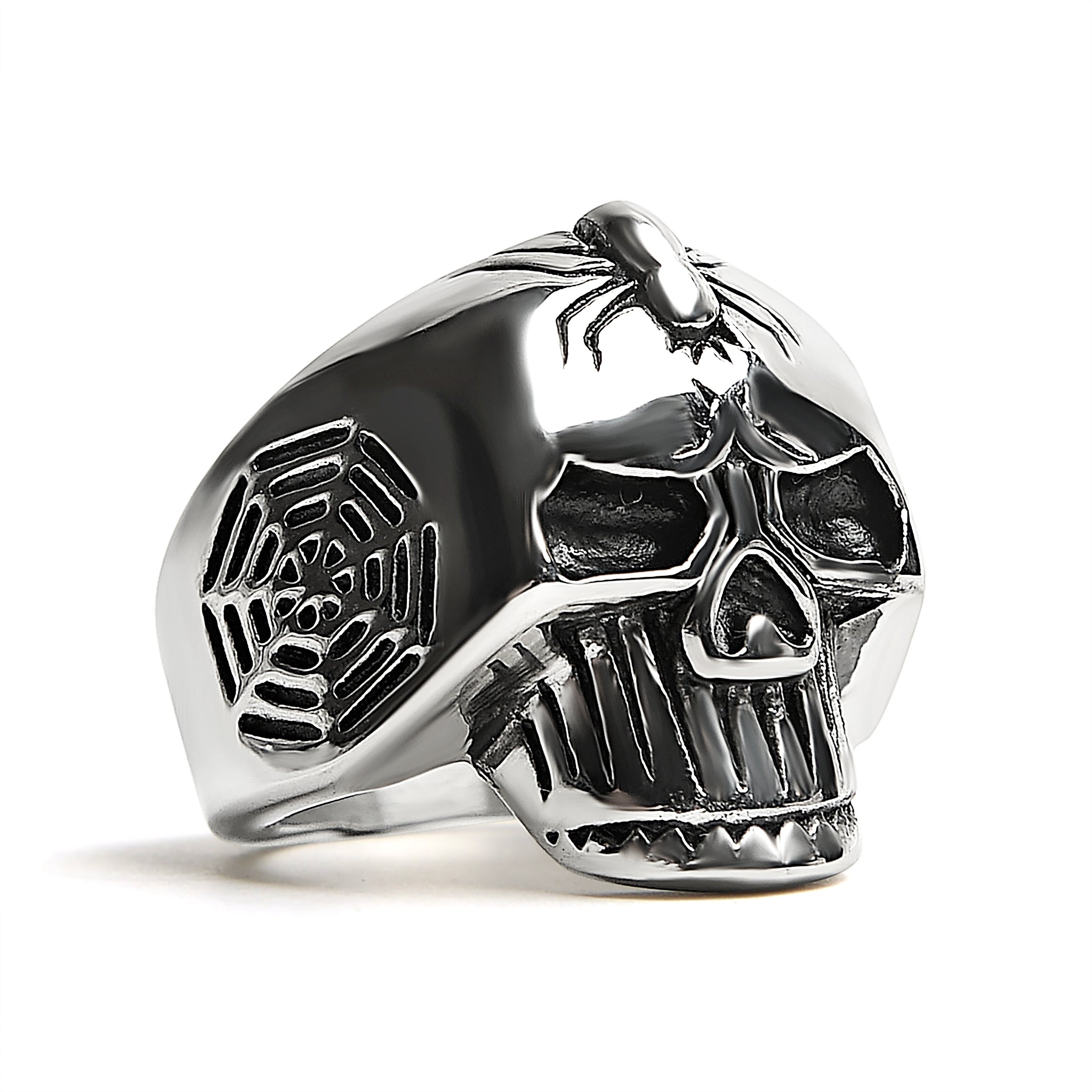 Stainless Steel Skull With Spider And Web Accents Ring / SCR4025、mySite、dreamappss
