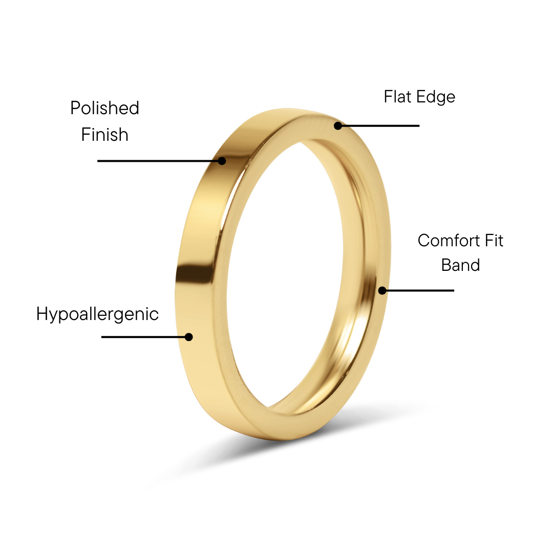 18K Gold PVD Stainless Steel Flat Blank Ring / CFR7025、mySite、dreamappss