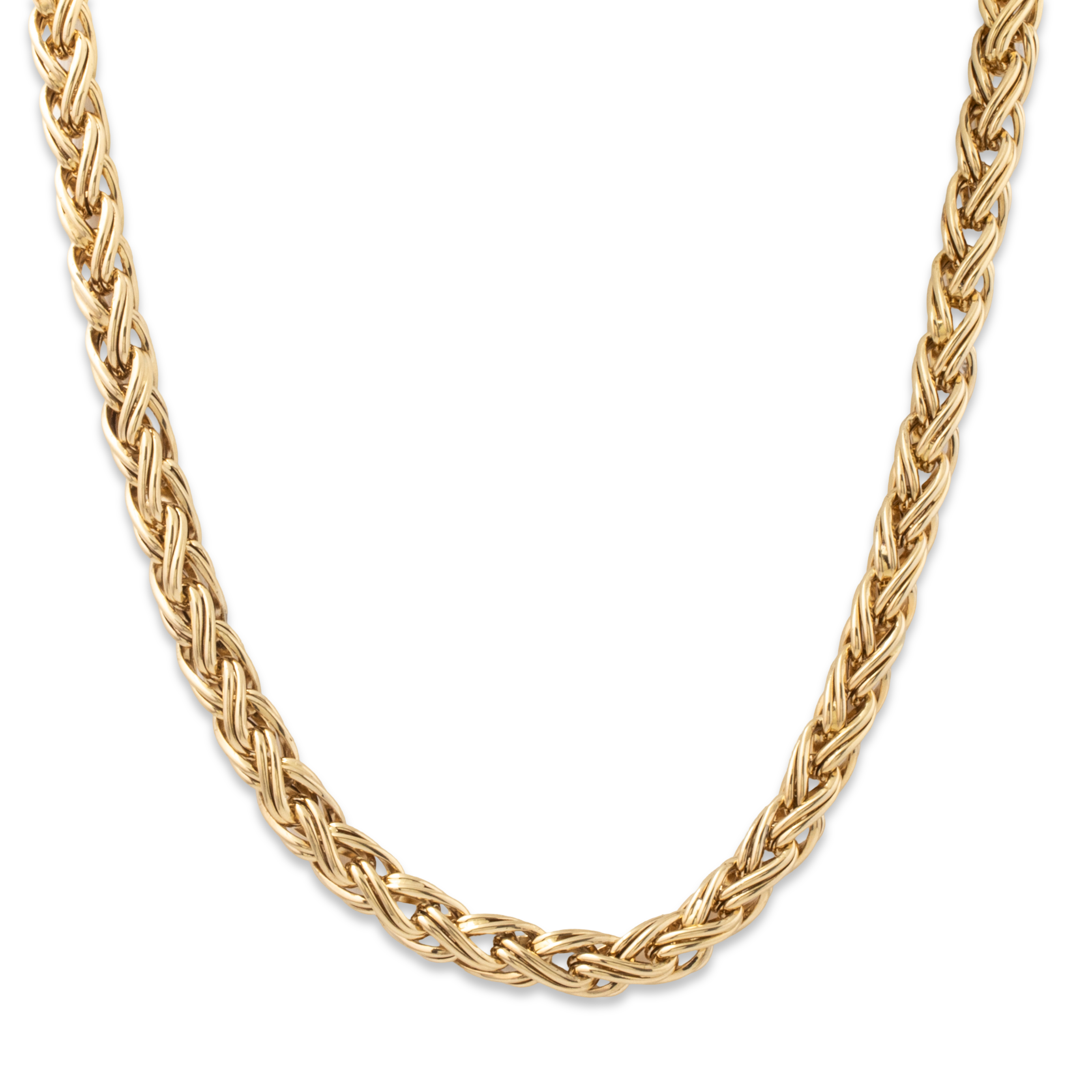 Vintage Large Italian 18k Yellow Gold Wheat Chain Necklace 17、mySite、hinf8tx79