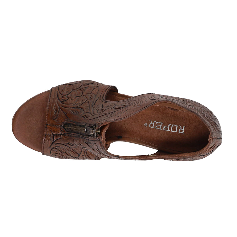 Mika Floral Embossed Peep Toe Zippered Shootie Pumps、mySite、gtrtttuynbv